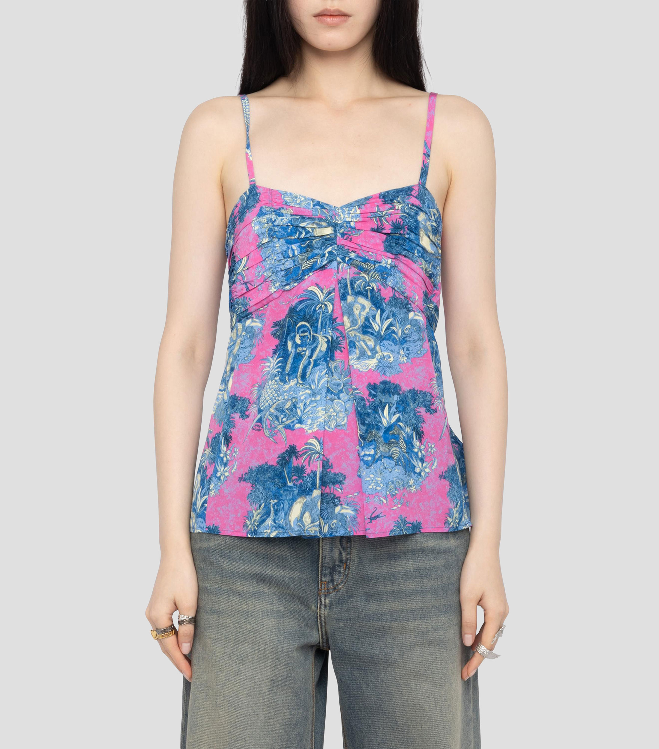 Blusa estampada sin mangas Mujer