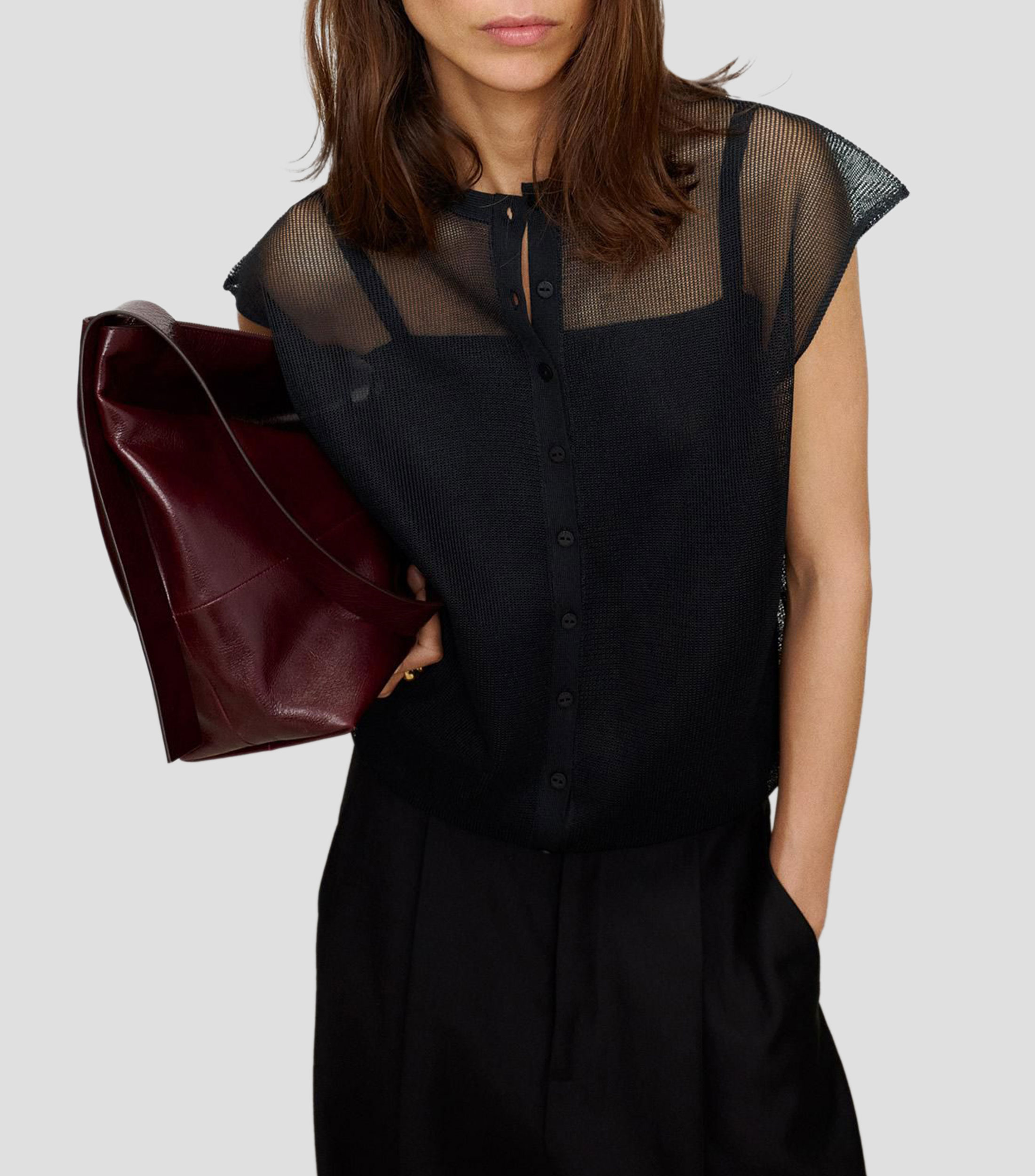 Blusa lisa manga sisa Mujer