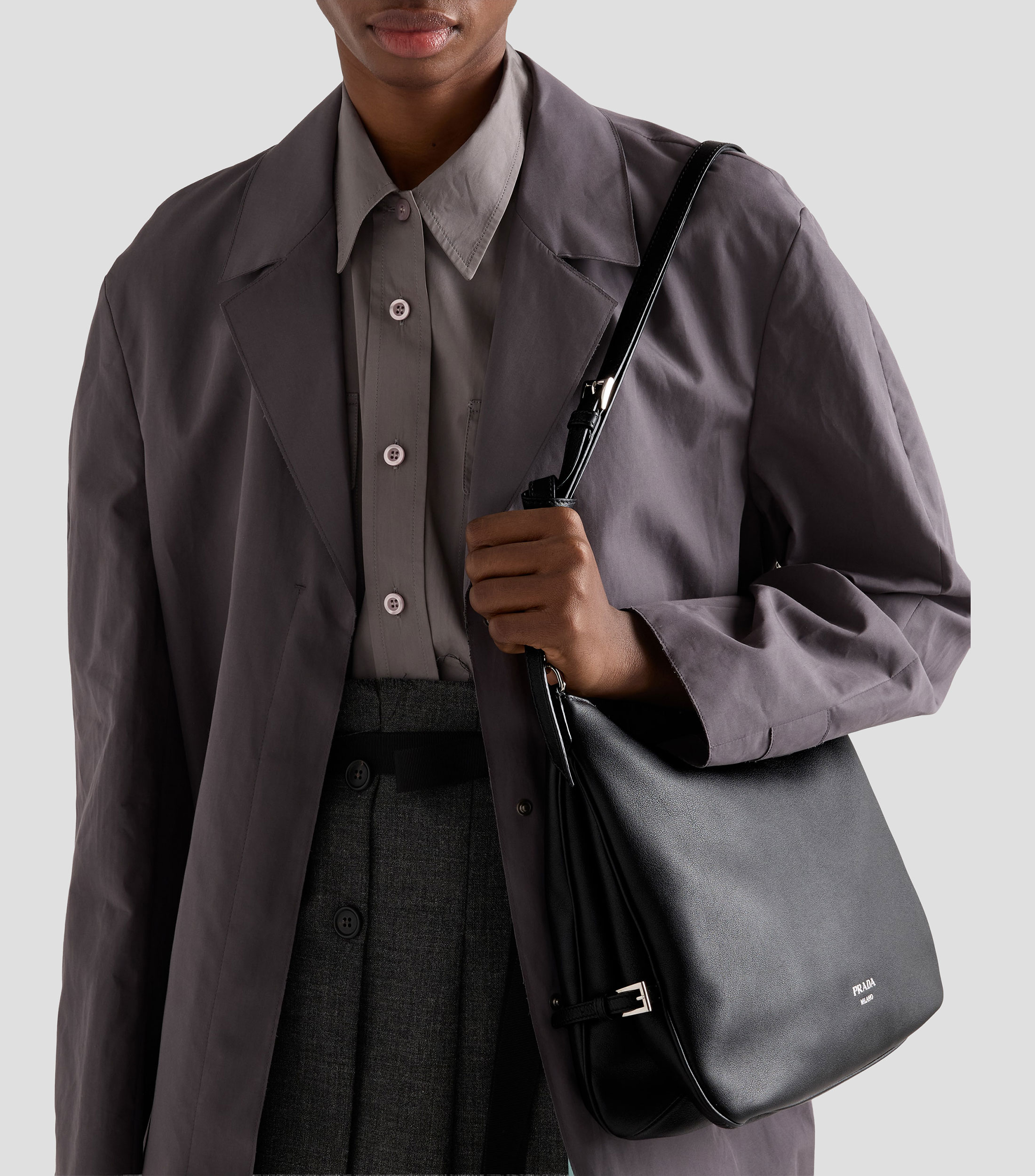 Bolsa hobo en piel Fold Grande Sólido Mujer