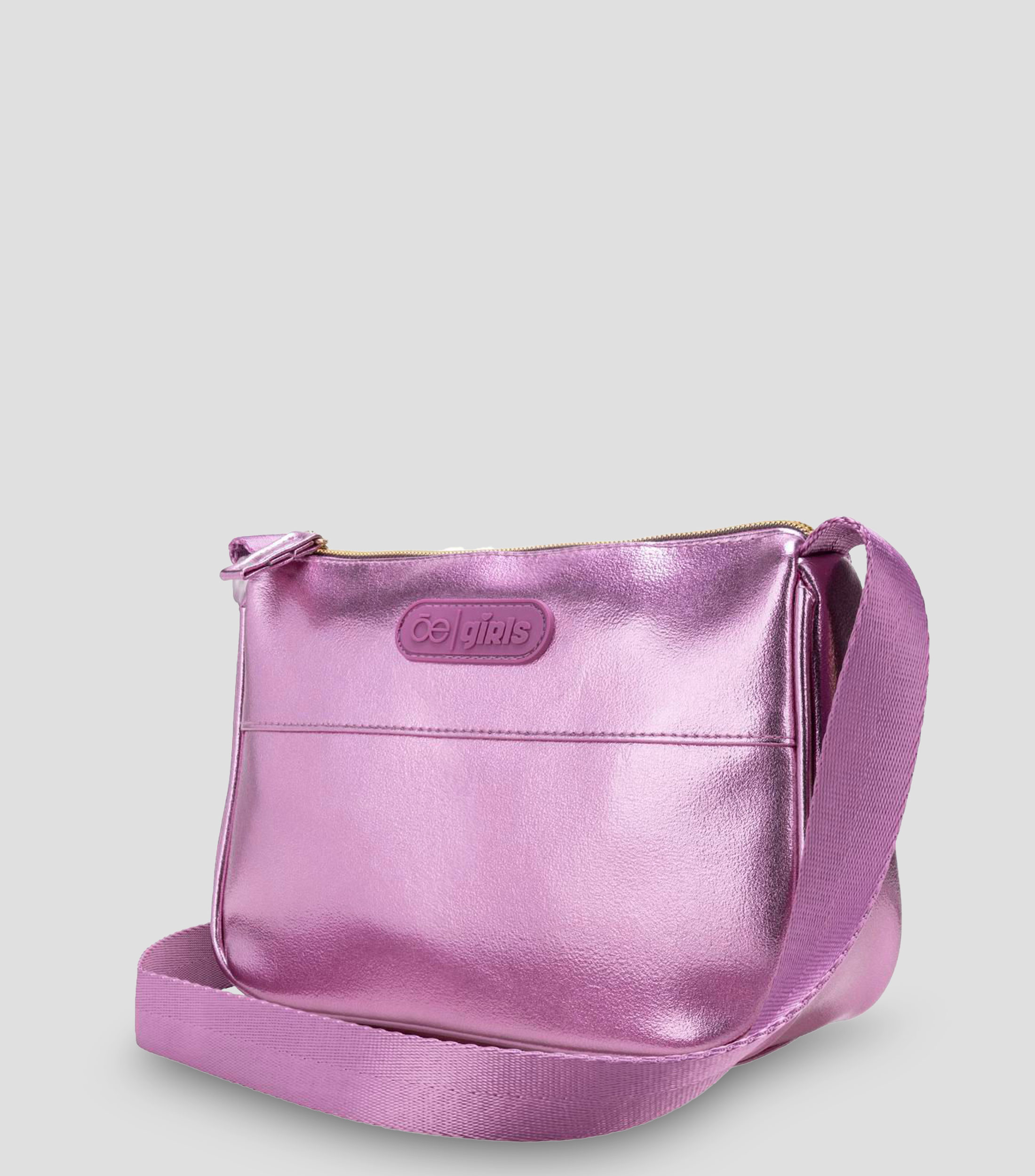 Bolsa crossbody rosa metálico lisa Niña