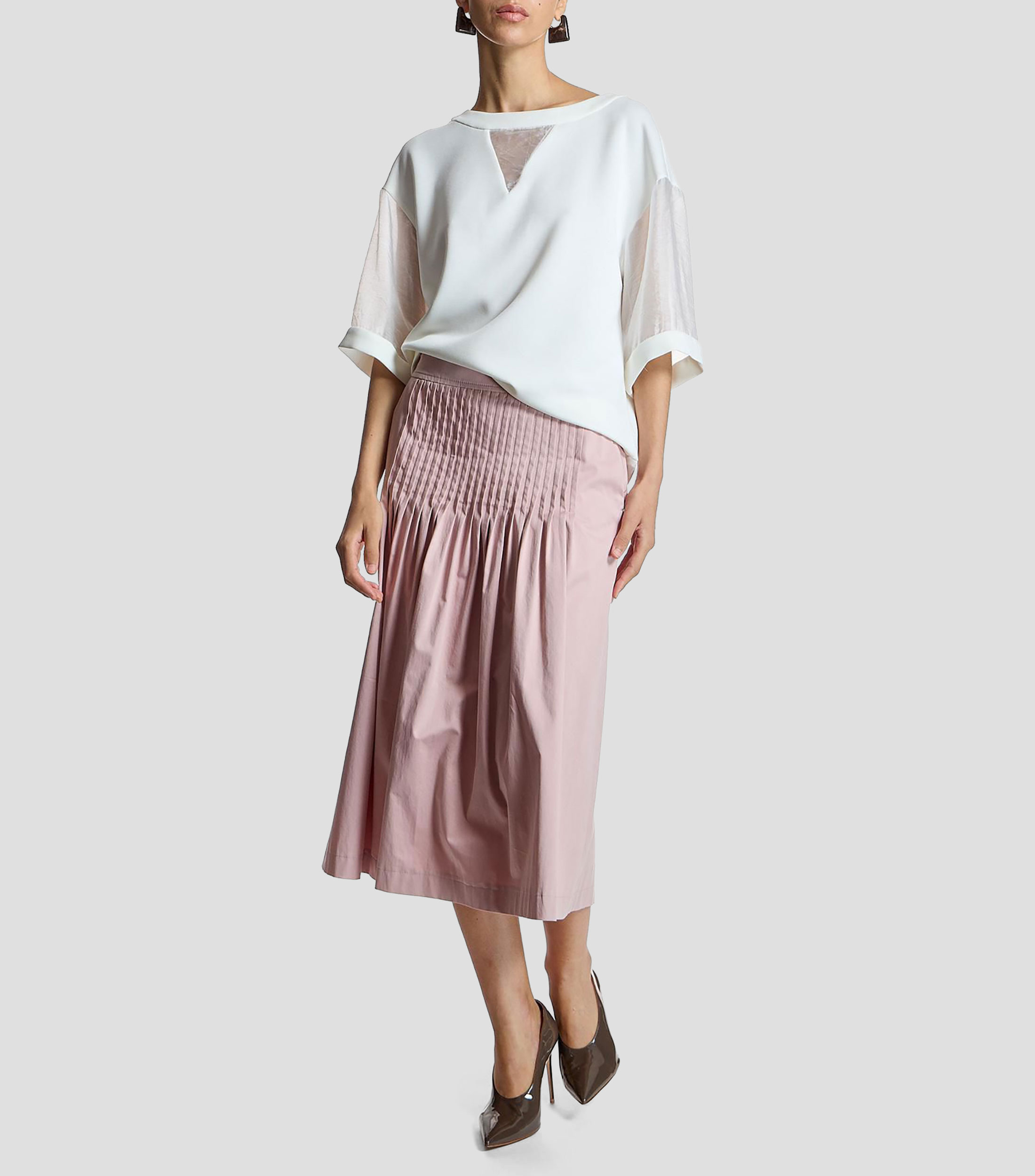 Blusa lisa manga 3/4 Mujer