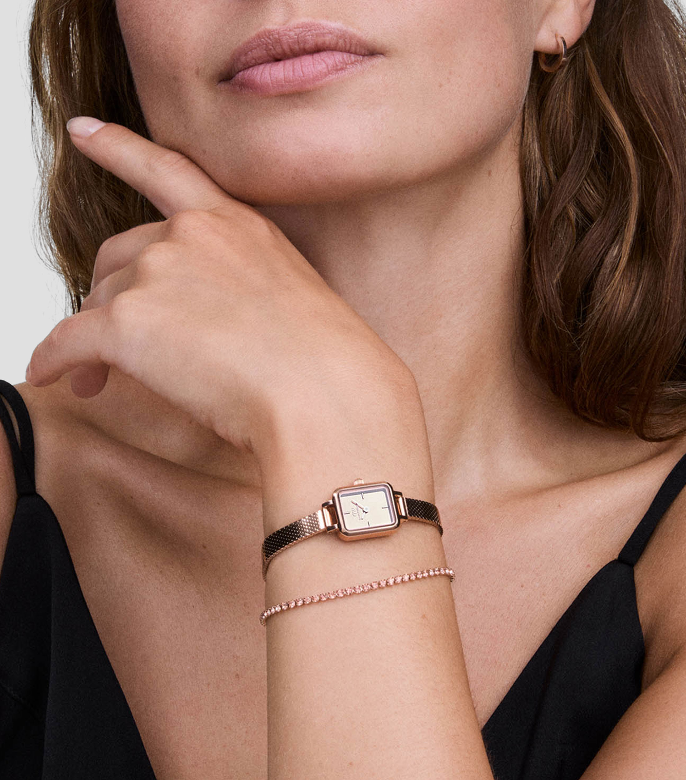 Reloj para Mujer Quadro Mini Reflection Casual, Oro rosa
