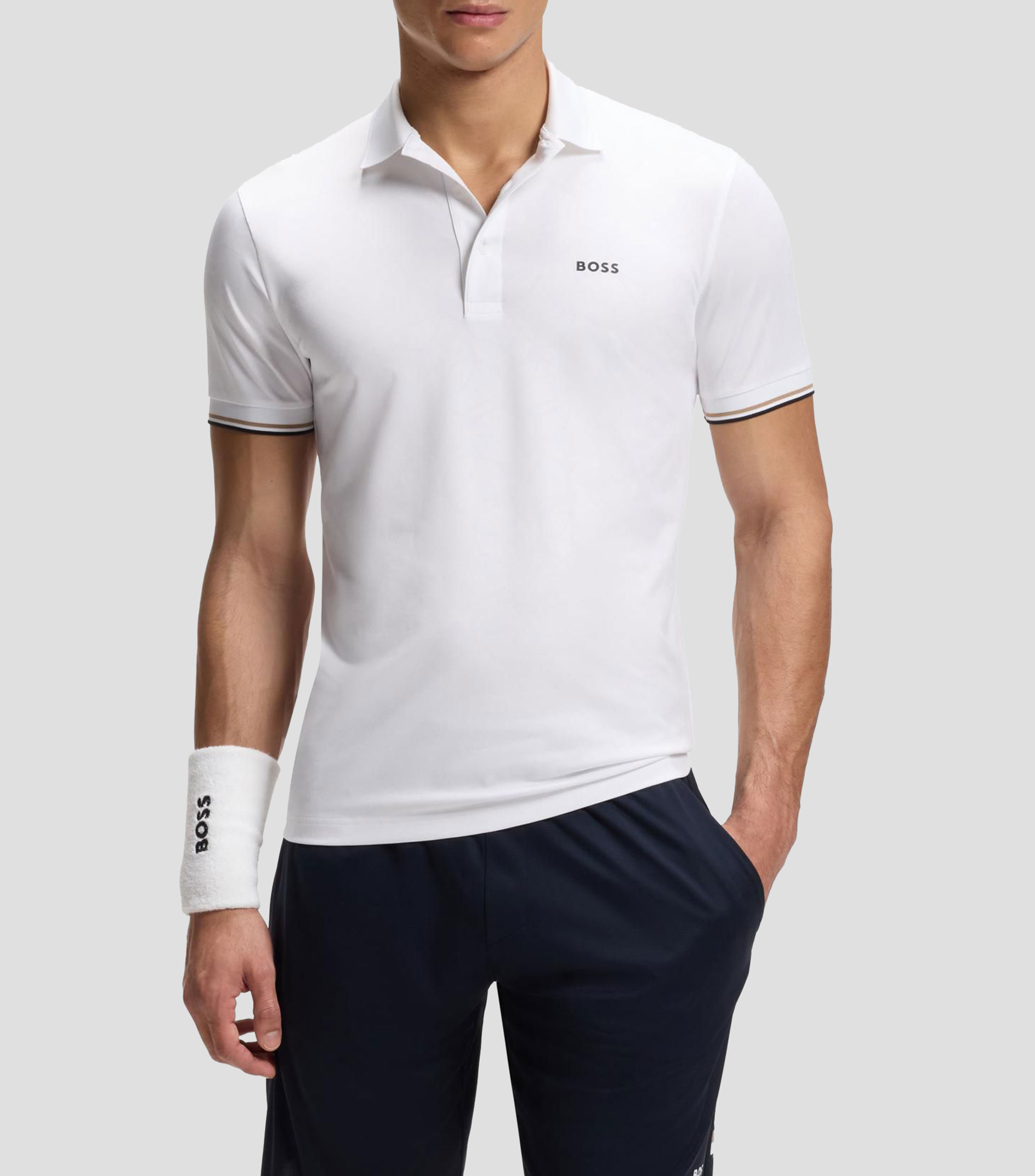 Playera tipo polo Boss slim con estampado de pelota de tenis grabado Hombre