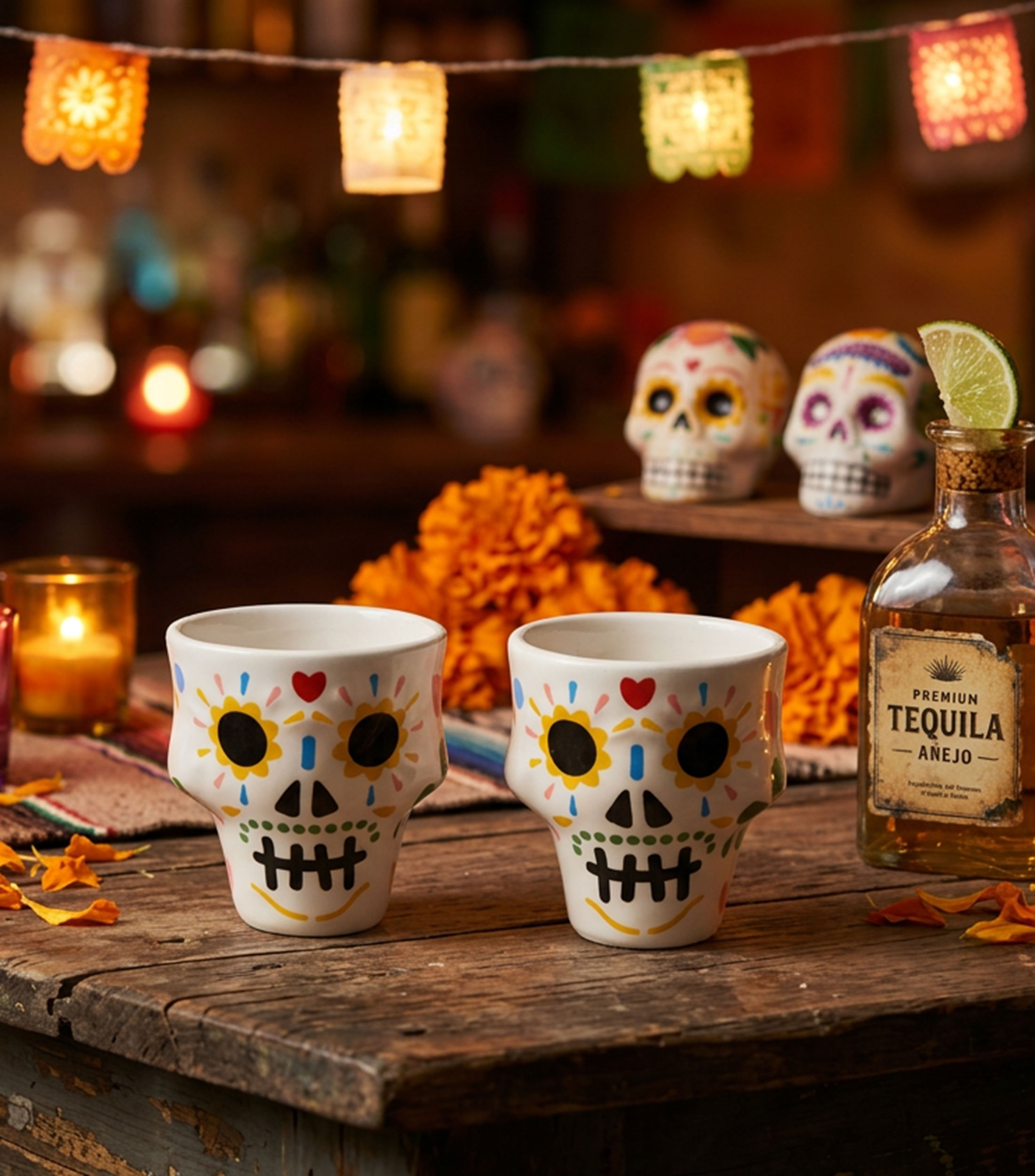 Vasos Tequileros Calavera en Cristal