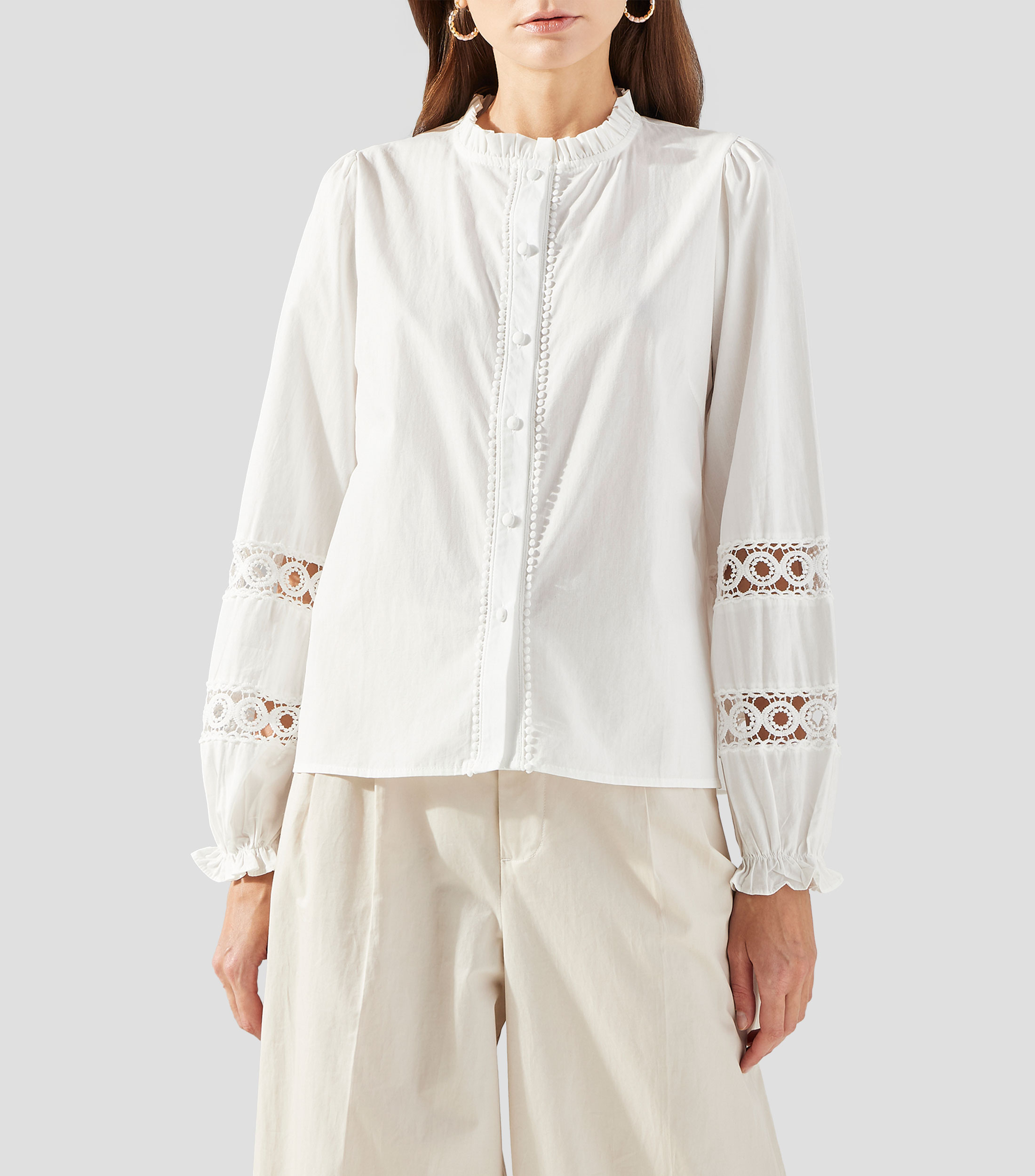 Camisa lisa manga larga Mujer