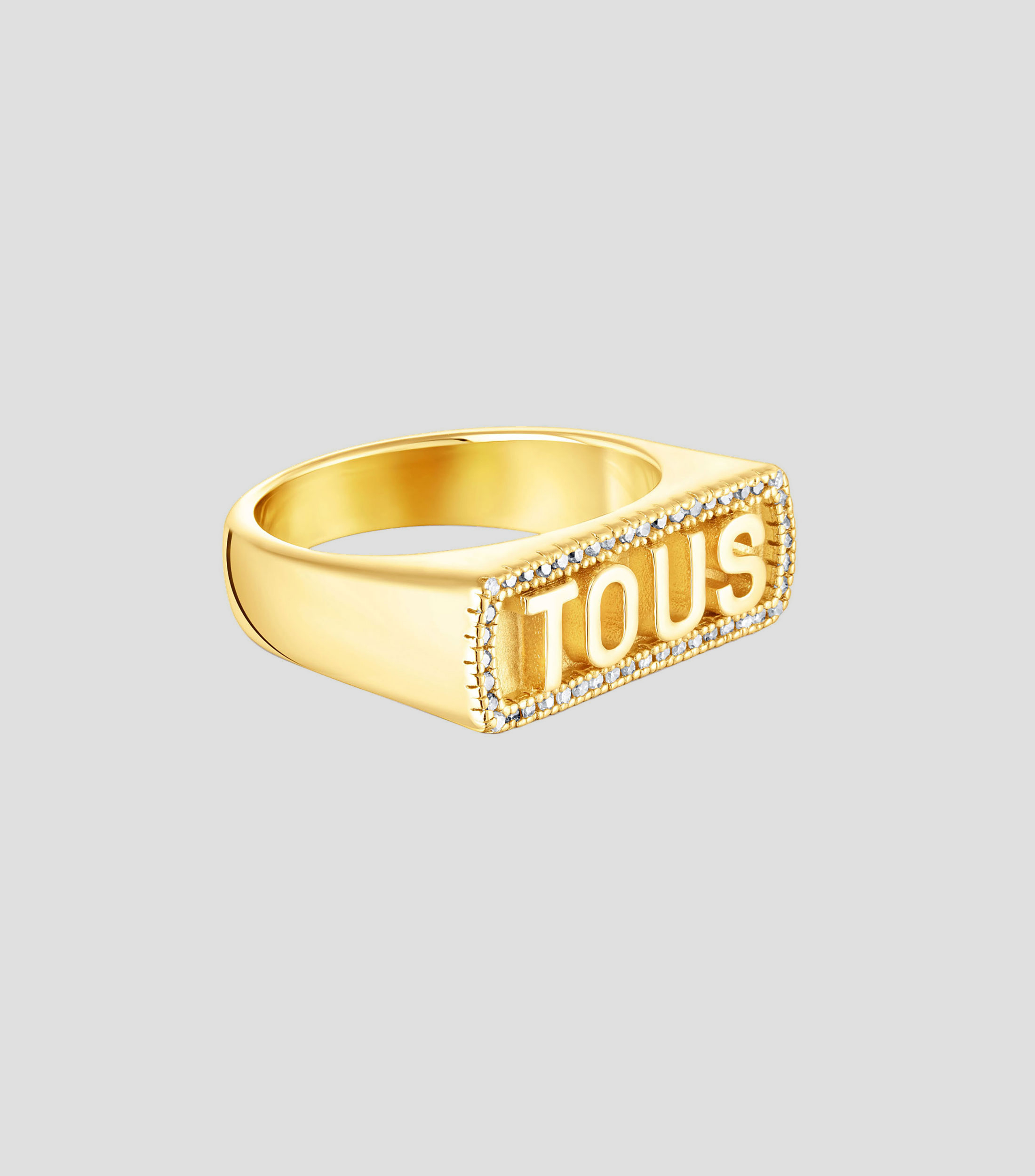 Anillo en vermeil Logo con diamantes Mujer