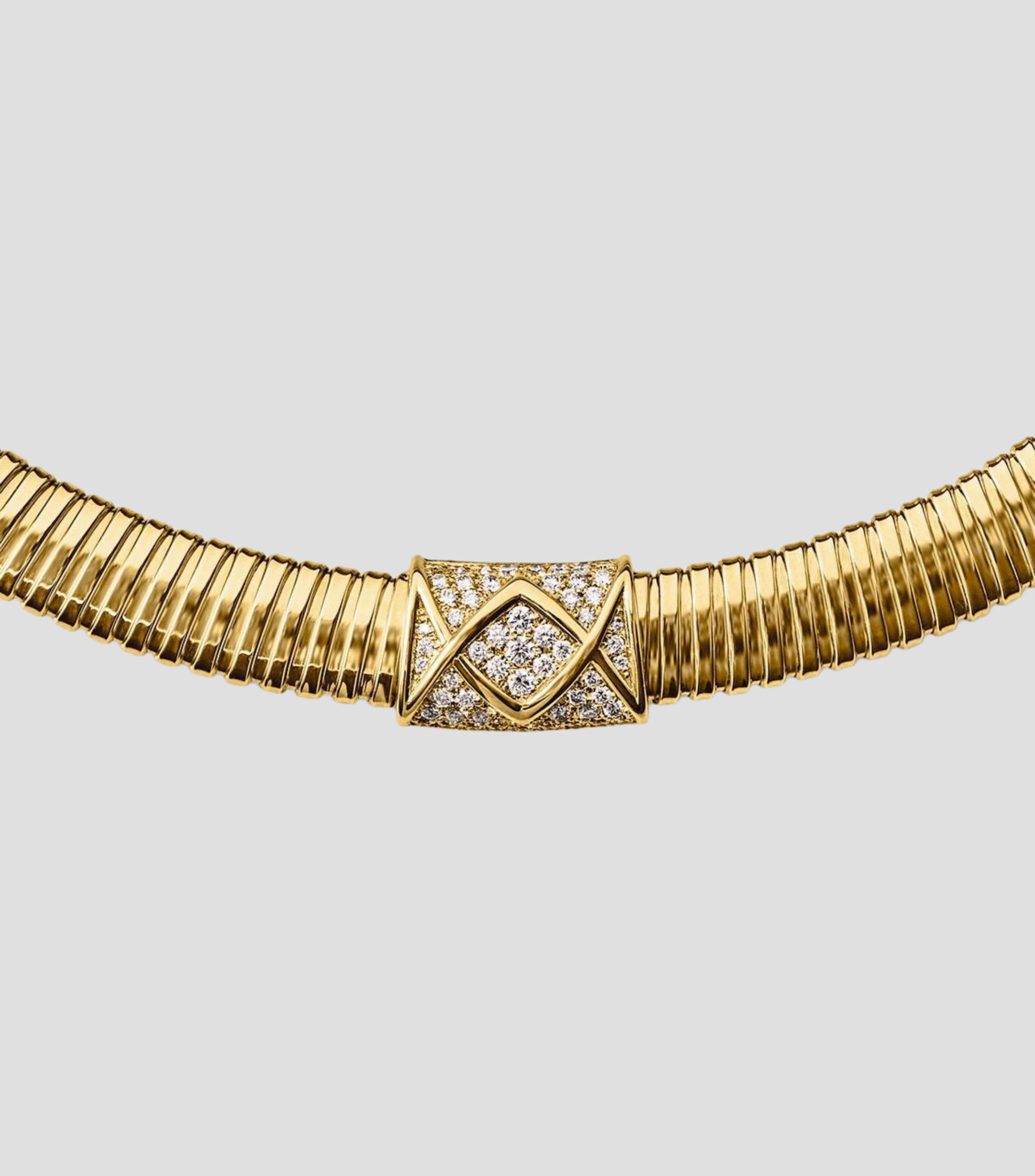 Collar en Oro amarillo de 18 Kilates con diamantes tubogas Mujer