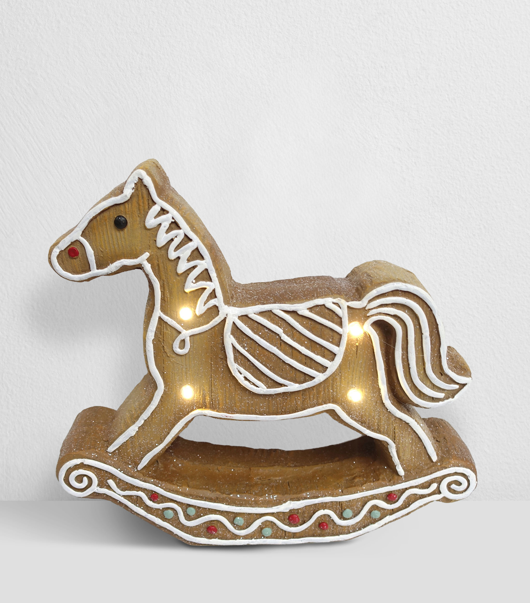 Figura decorativa Navideña Caballo Pottery Ginger con luz