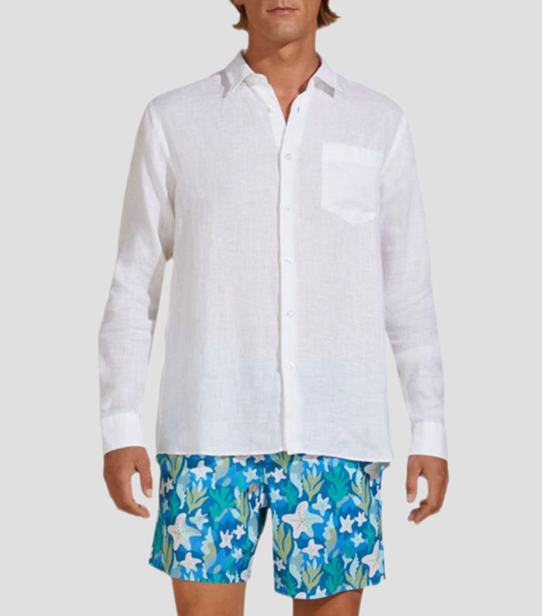Camisa lisa manga larga Hombre