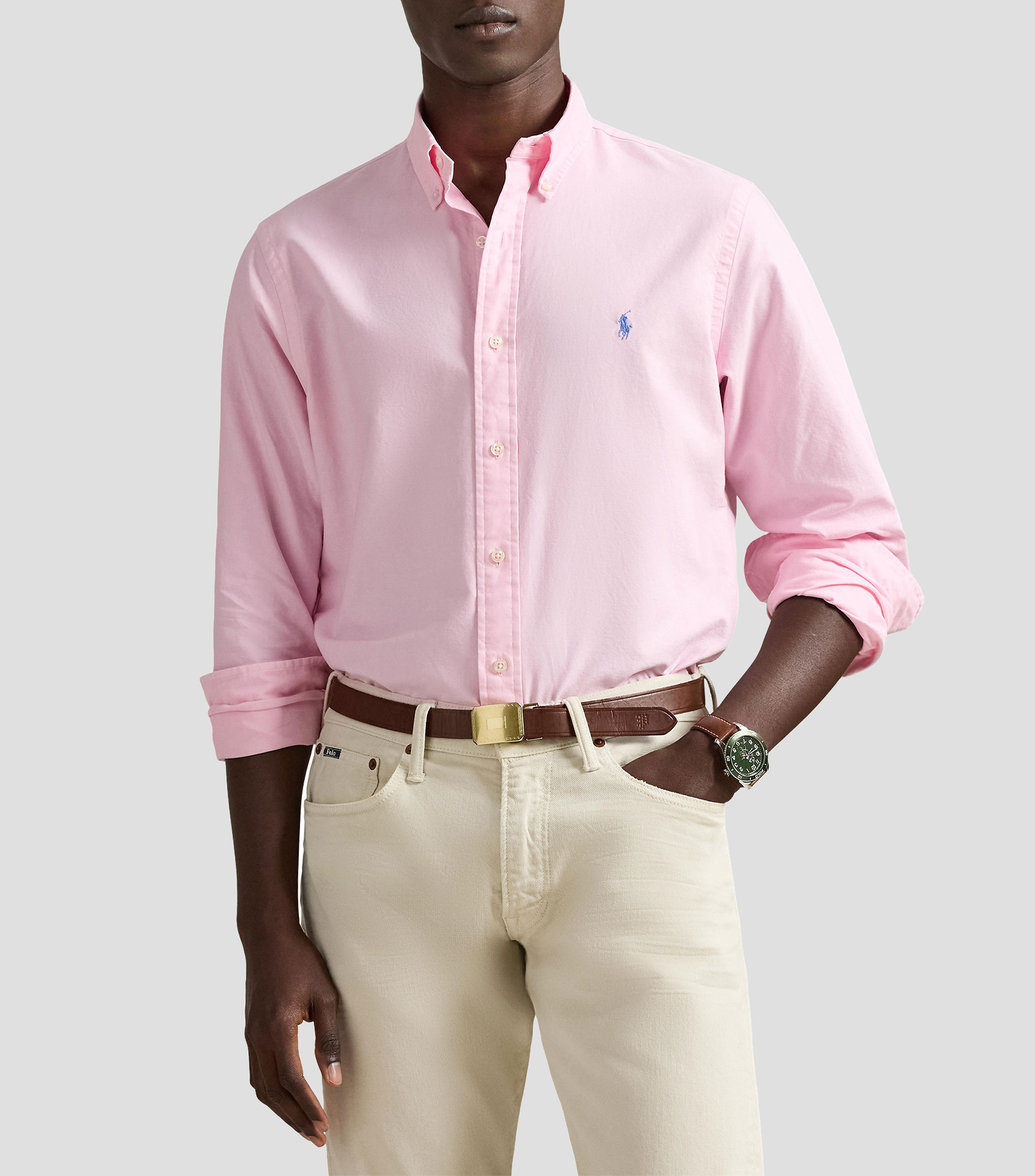 Camisa lisa manga larga Hombre