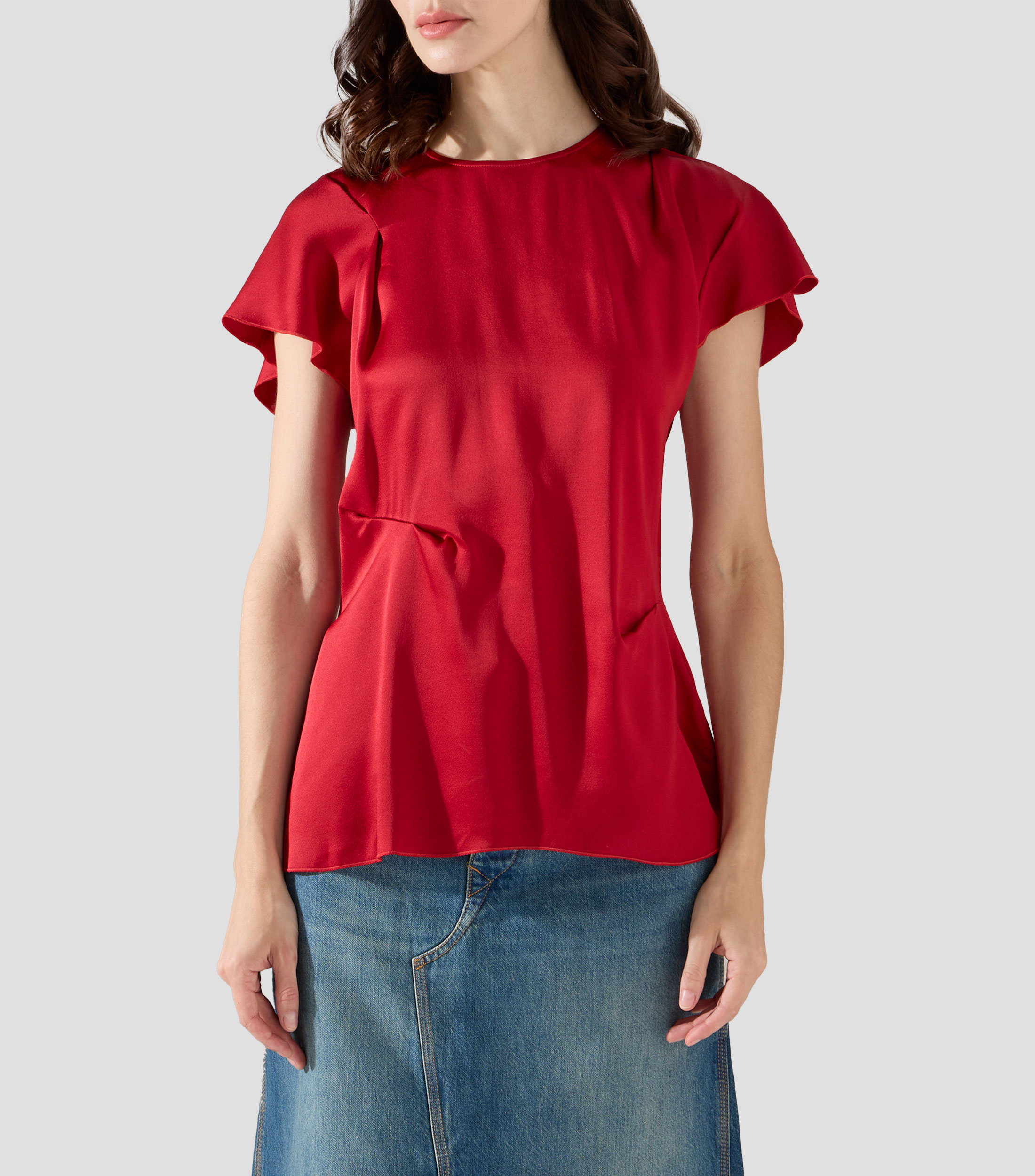 Blusa lisa manga corta Mujer