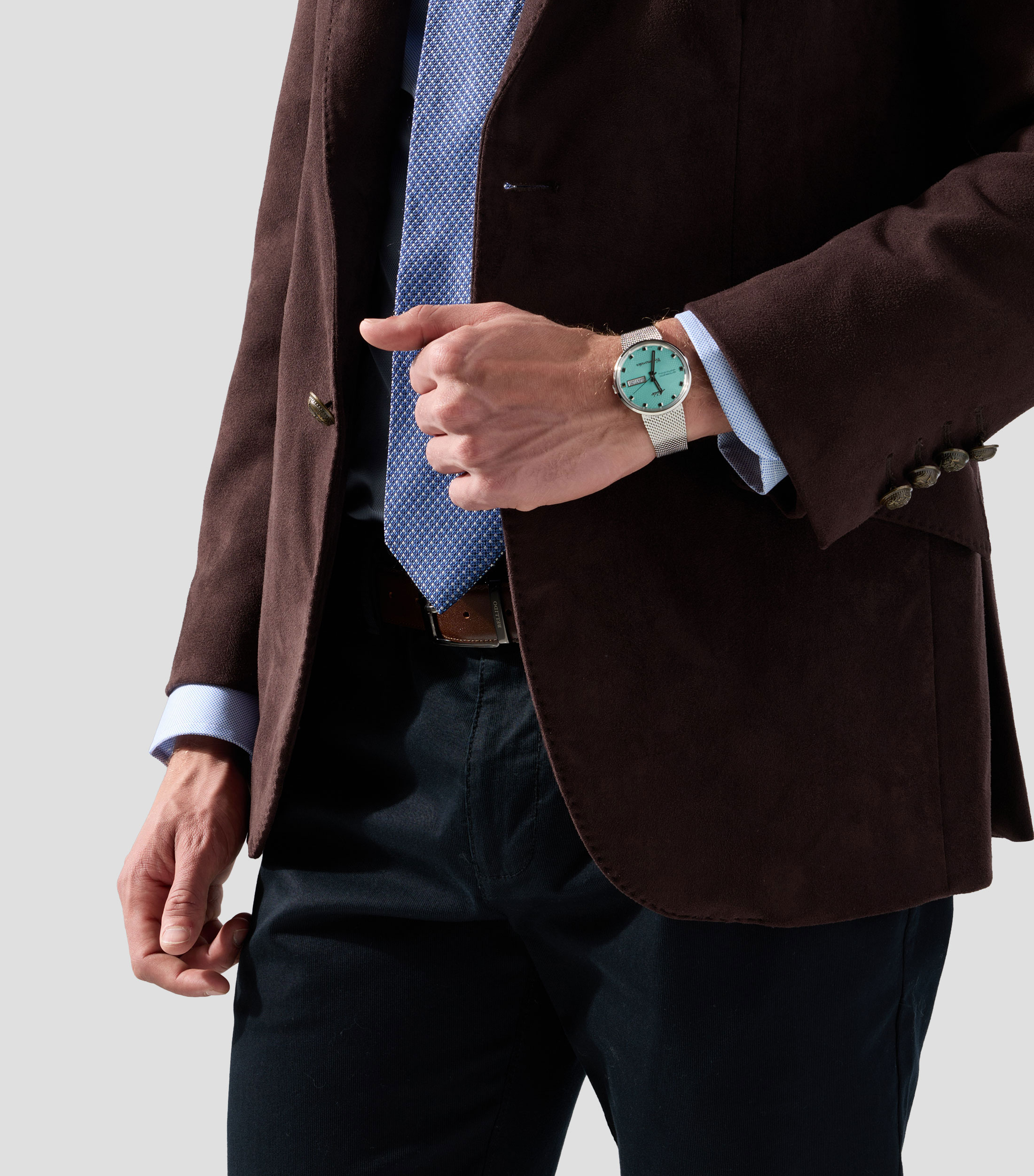 Reloj para Hombre Commander 1959 casual plateado, turquesa