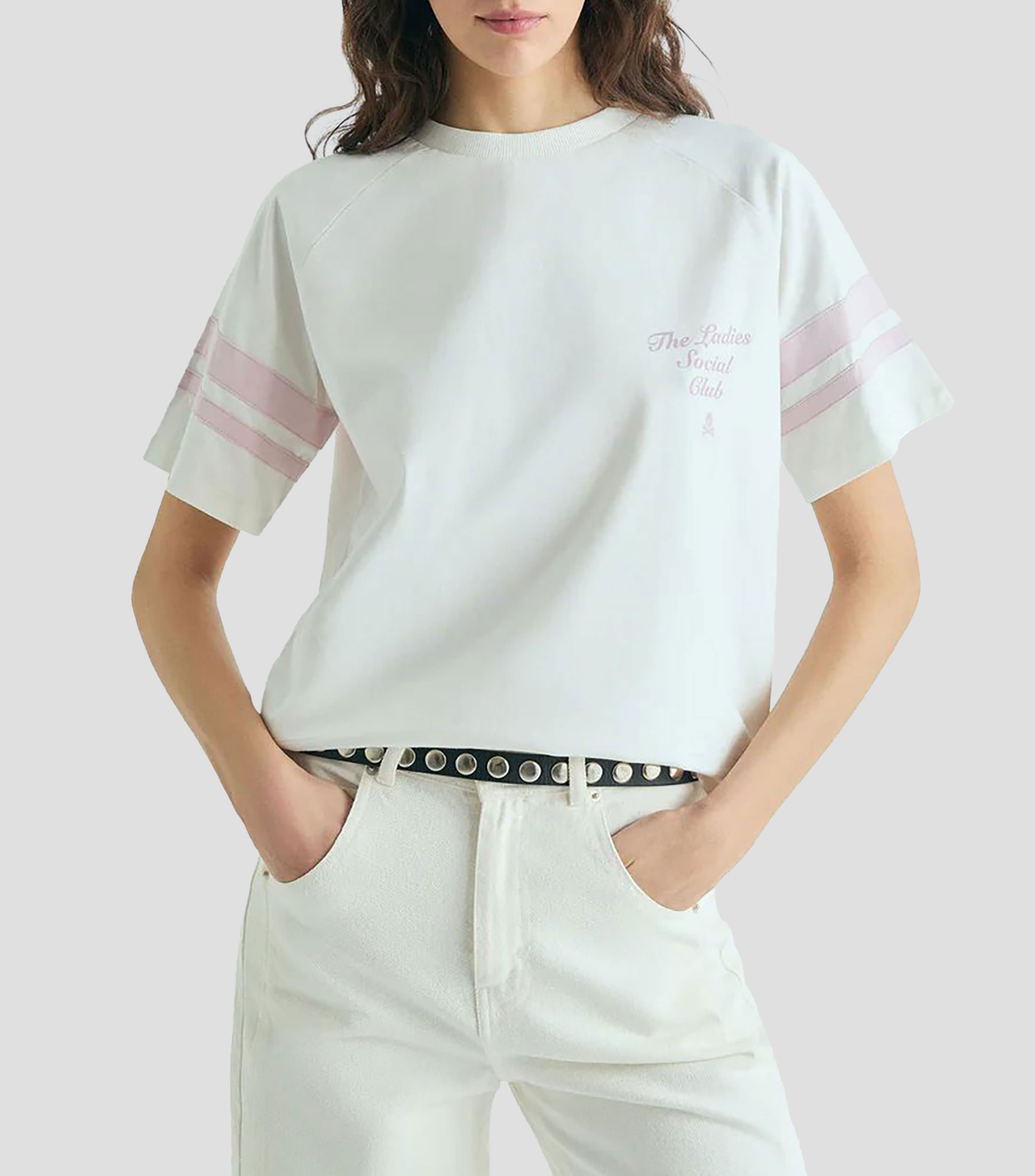 Playera cuello redondo manga corta estampada Mujer