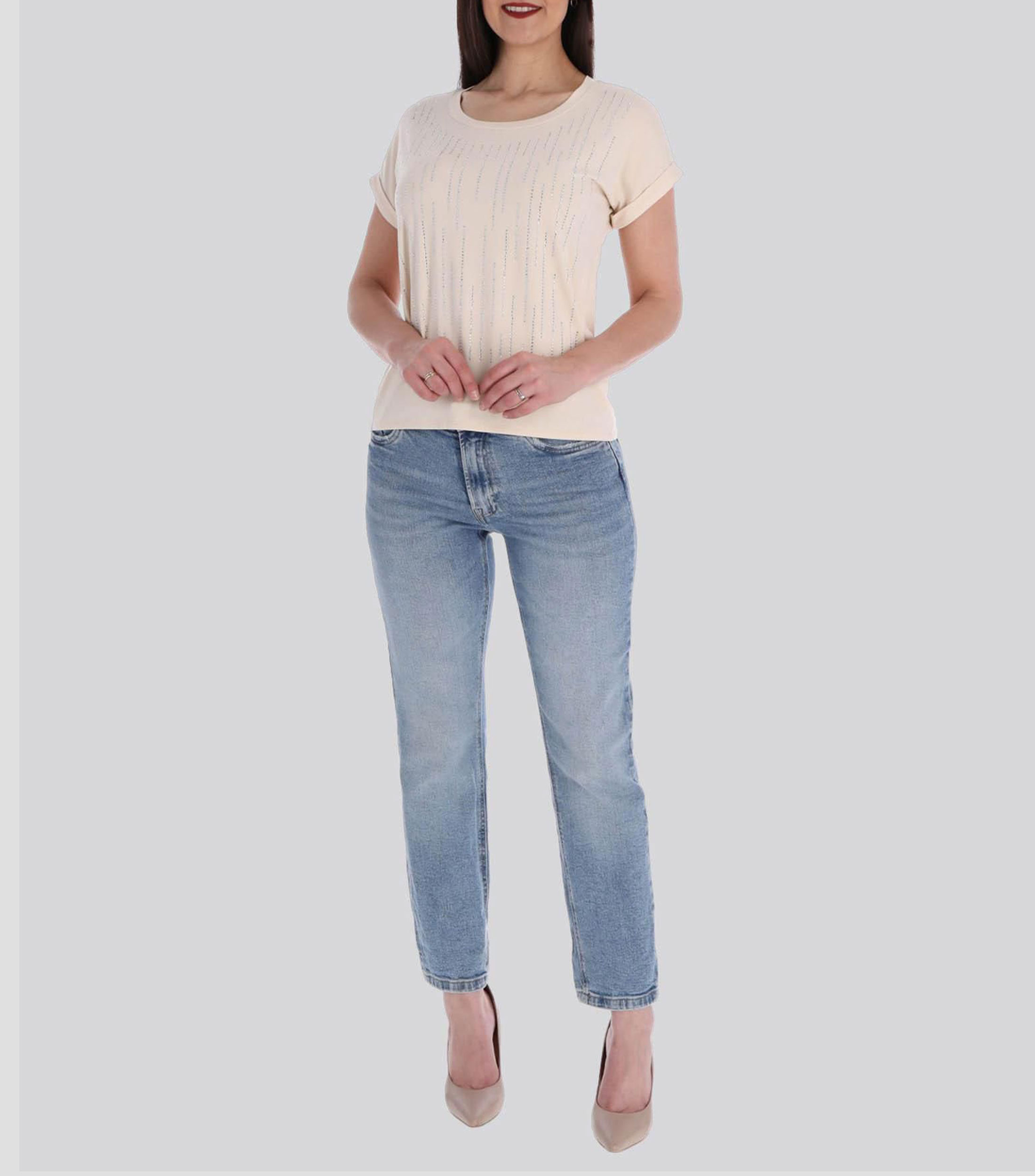 Blusa lisa manga corta Mujer