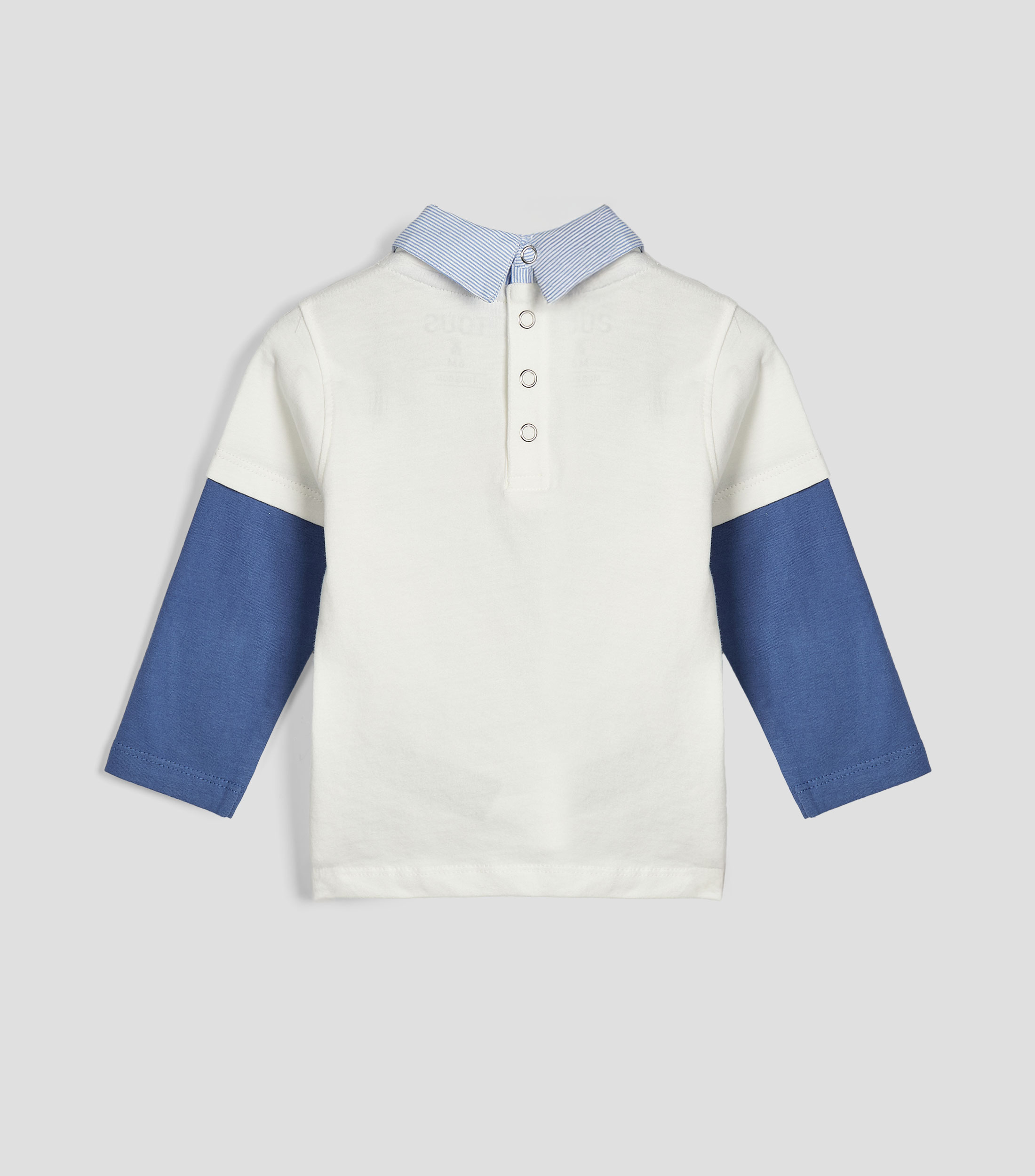 Playera cuello camisero manga larga estampada Bebé