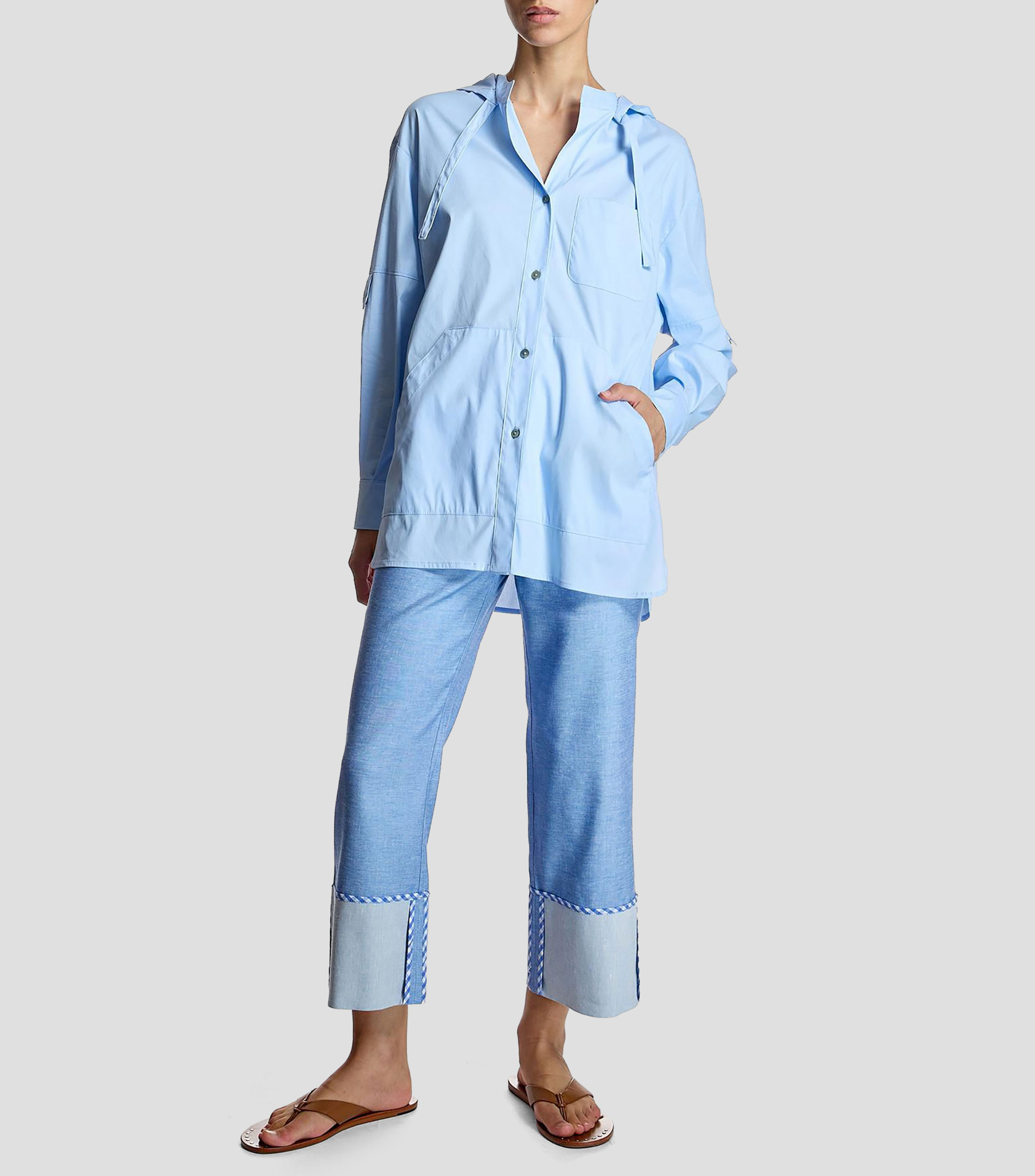 Blusa lisa manga larga Mujer