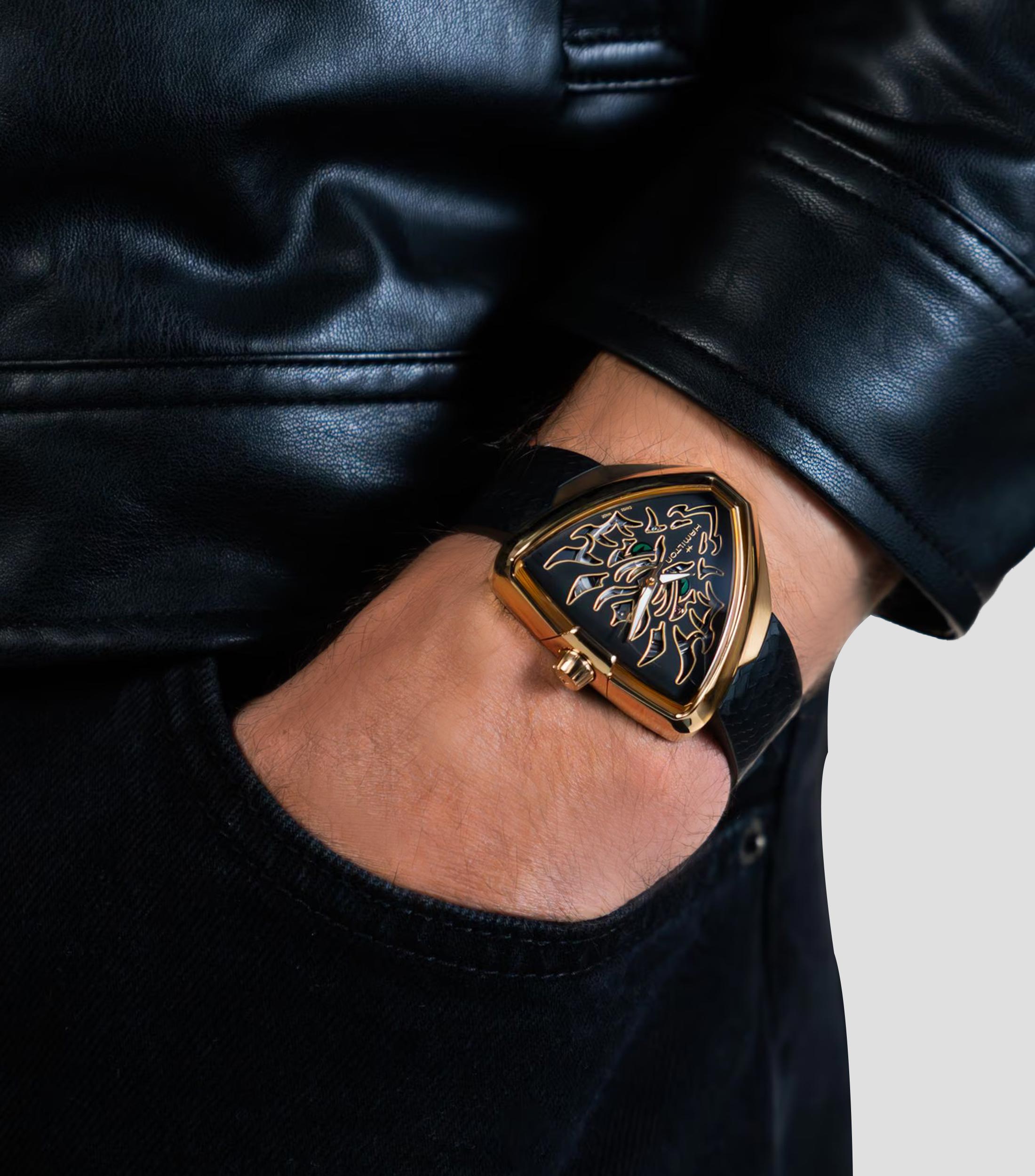 Reloj Unisex Ventura Elvis80 Skeleton Dragon Casual Negro