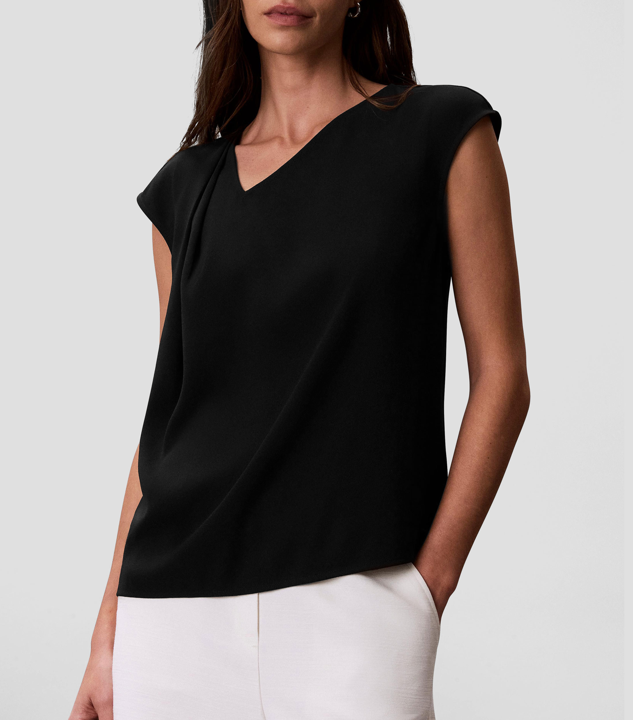 Blusa lisa manga corta Mujer
