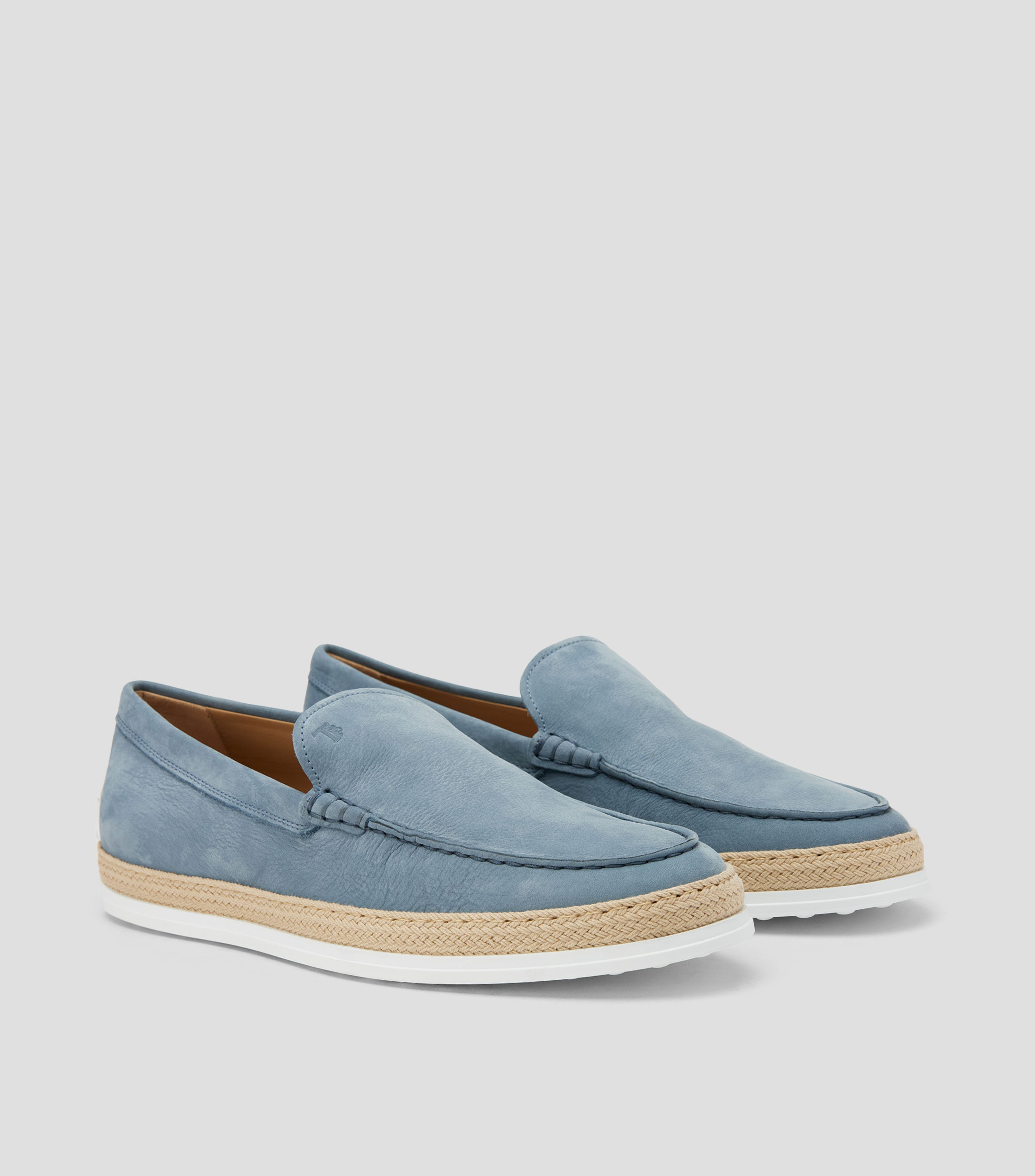 Mocasines Pantofolo en piel con yute Hombre