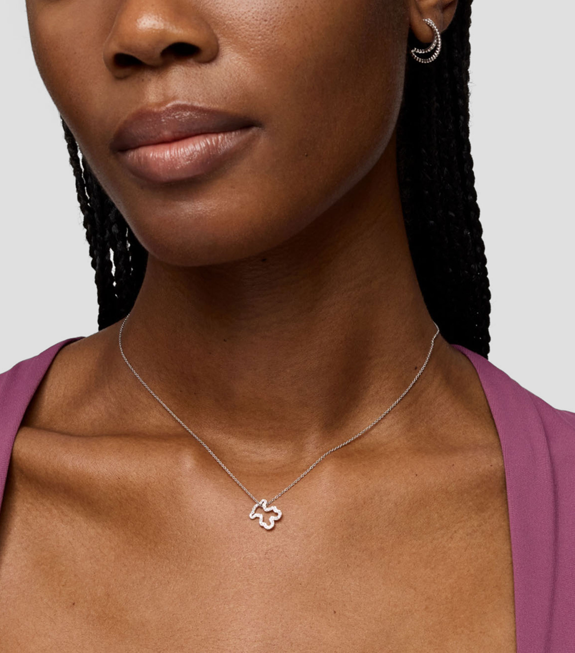Dije de oso en oro blanco 18 kilates Icon Gems con diamantes Mujer