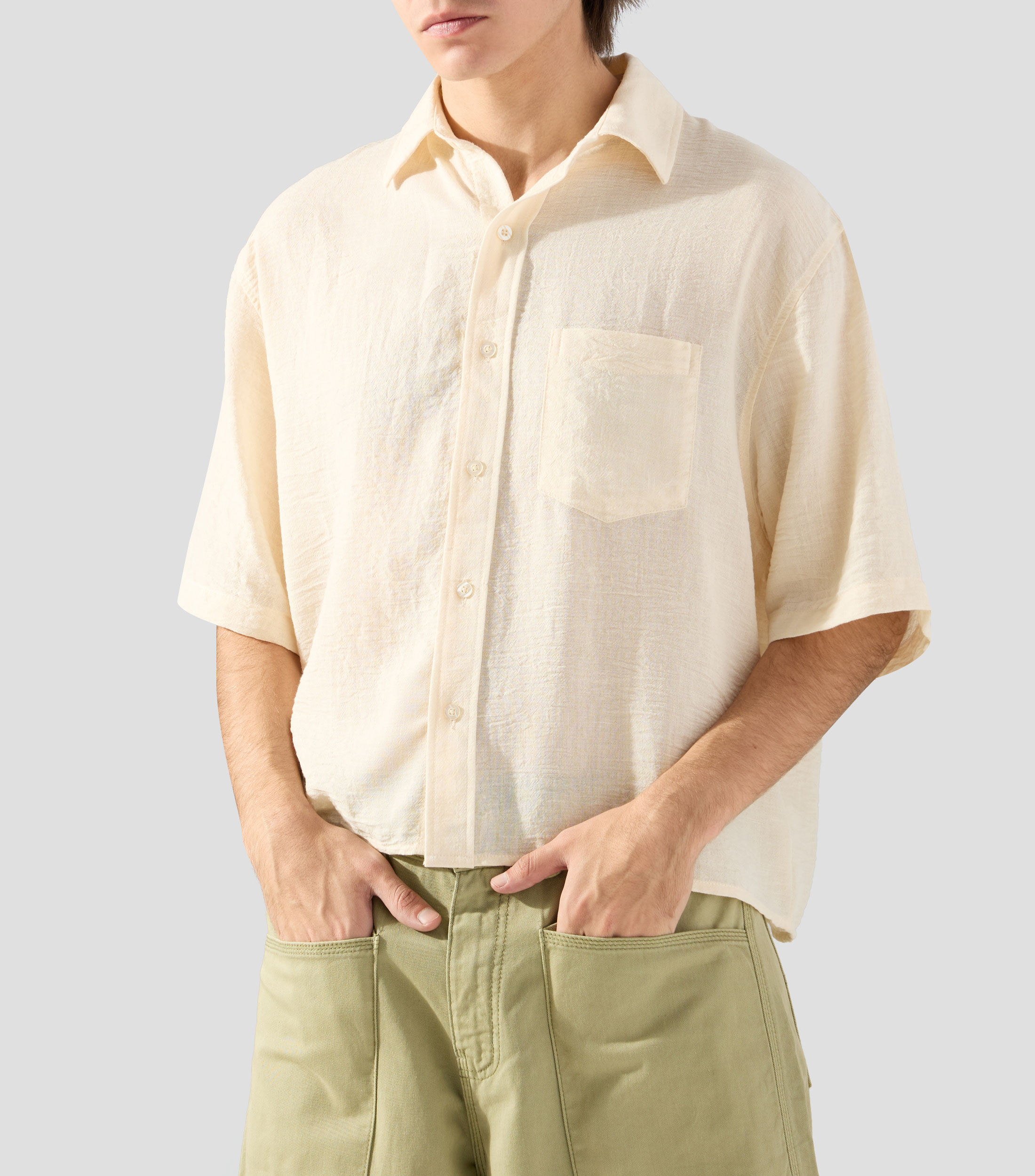 Camisa lisa manga corta Hombre