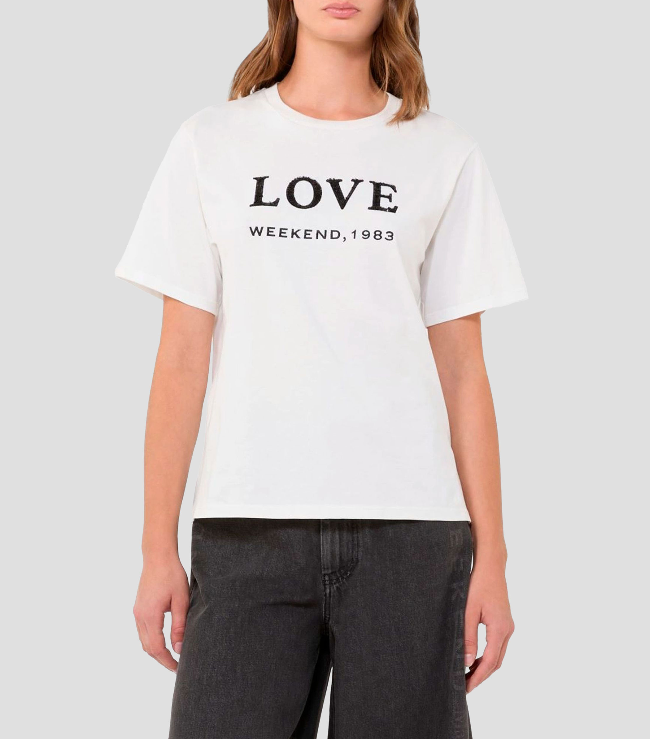 Playera cuello redondo manga corta estampado Mujer