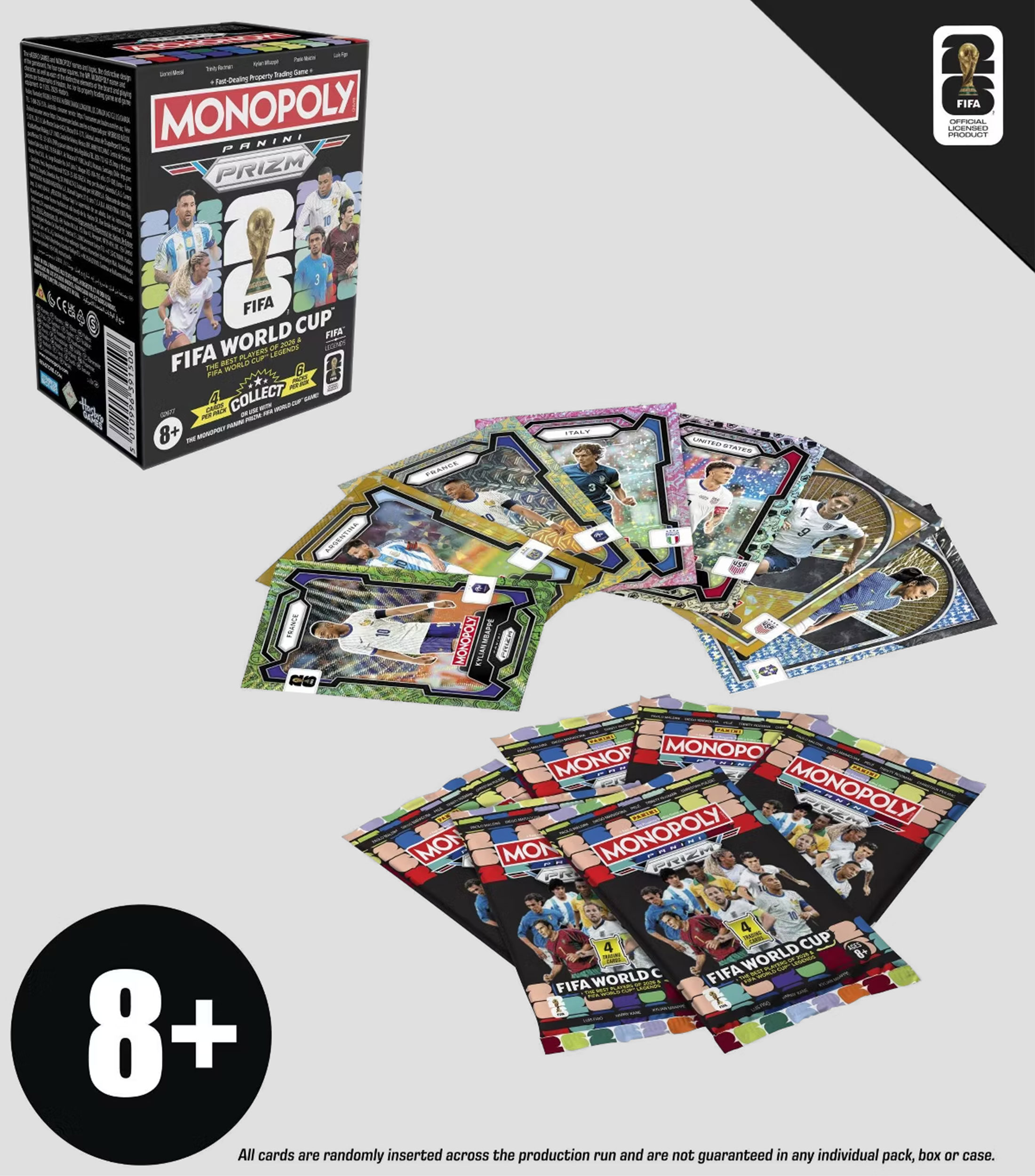 Caja de sobres con tarjetas coleccionables de la Copa Mundial FIFA de Monopoly Panini Prizm