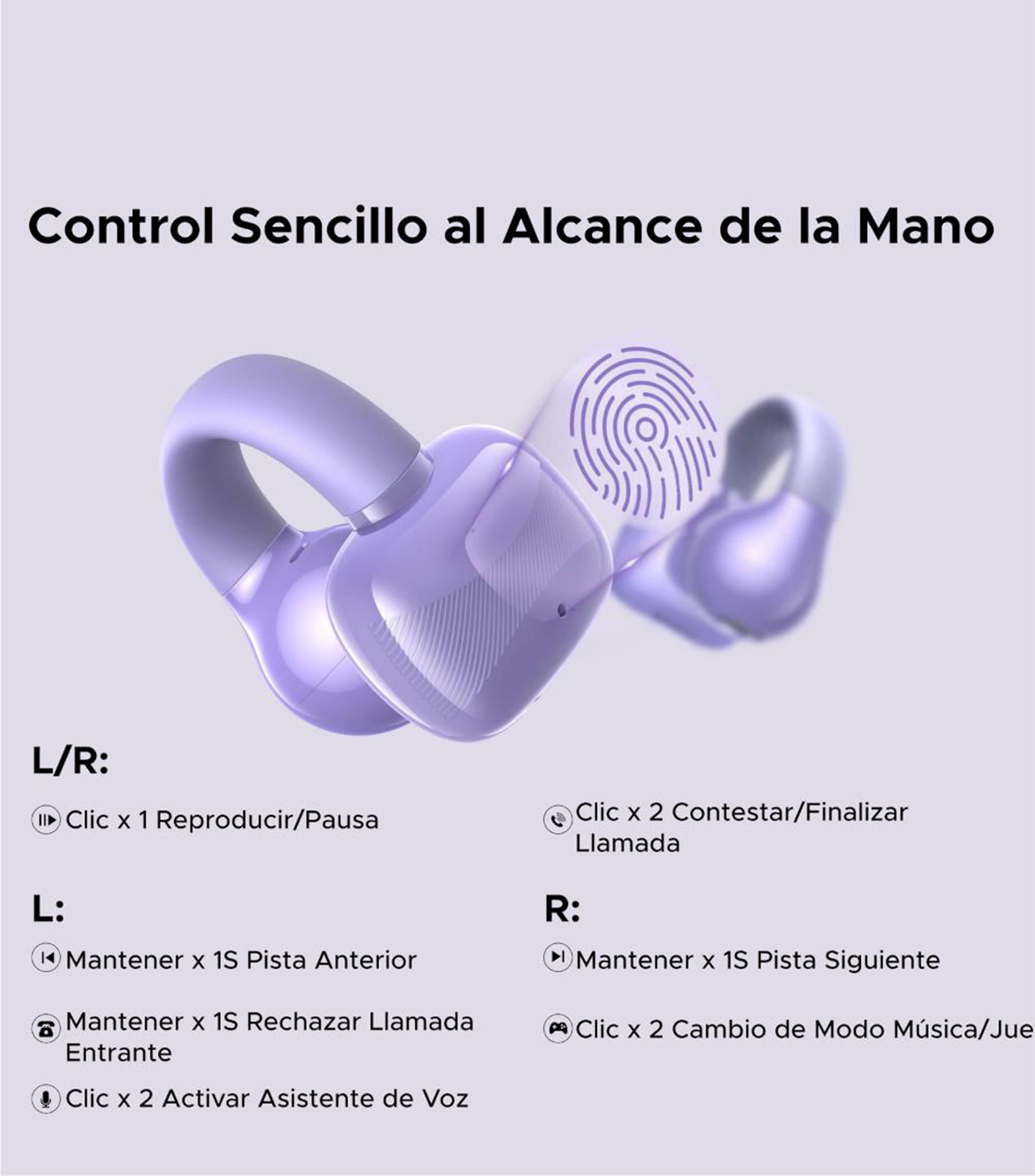 Audífonos inalámbricos Bluetooth 5.4 HiTune S3 Púrpura