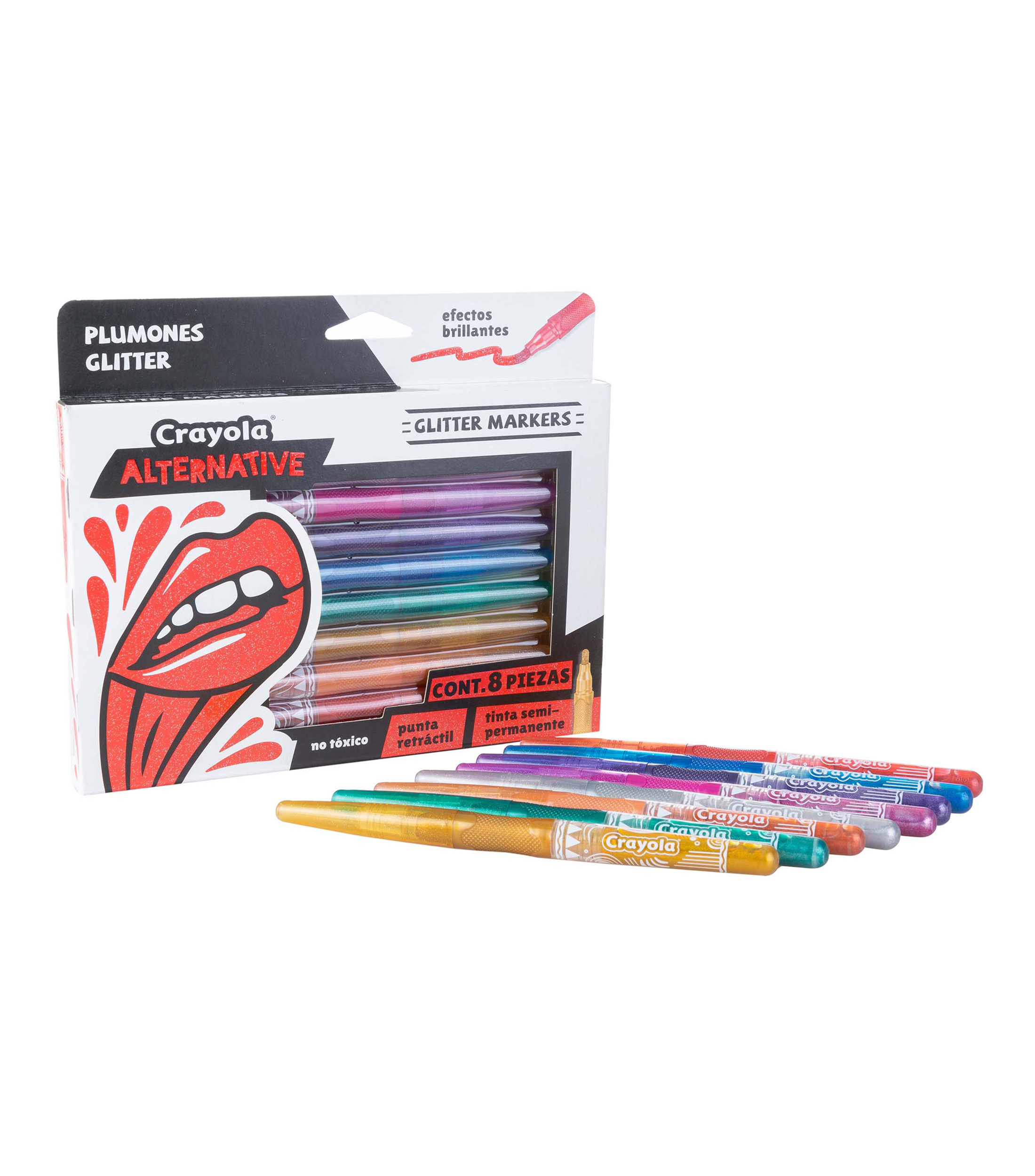 Set 8 Plumones con Glitter Alternative
