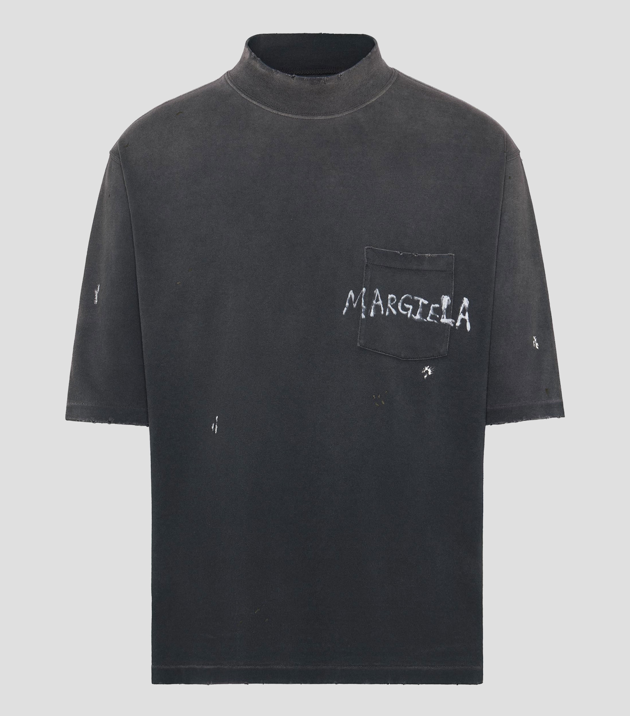 Playera cuello alto manga corta deslavada Hombre