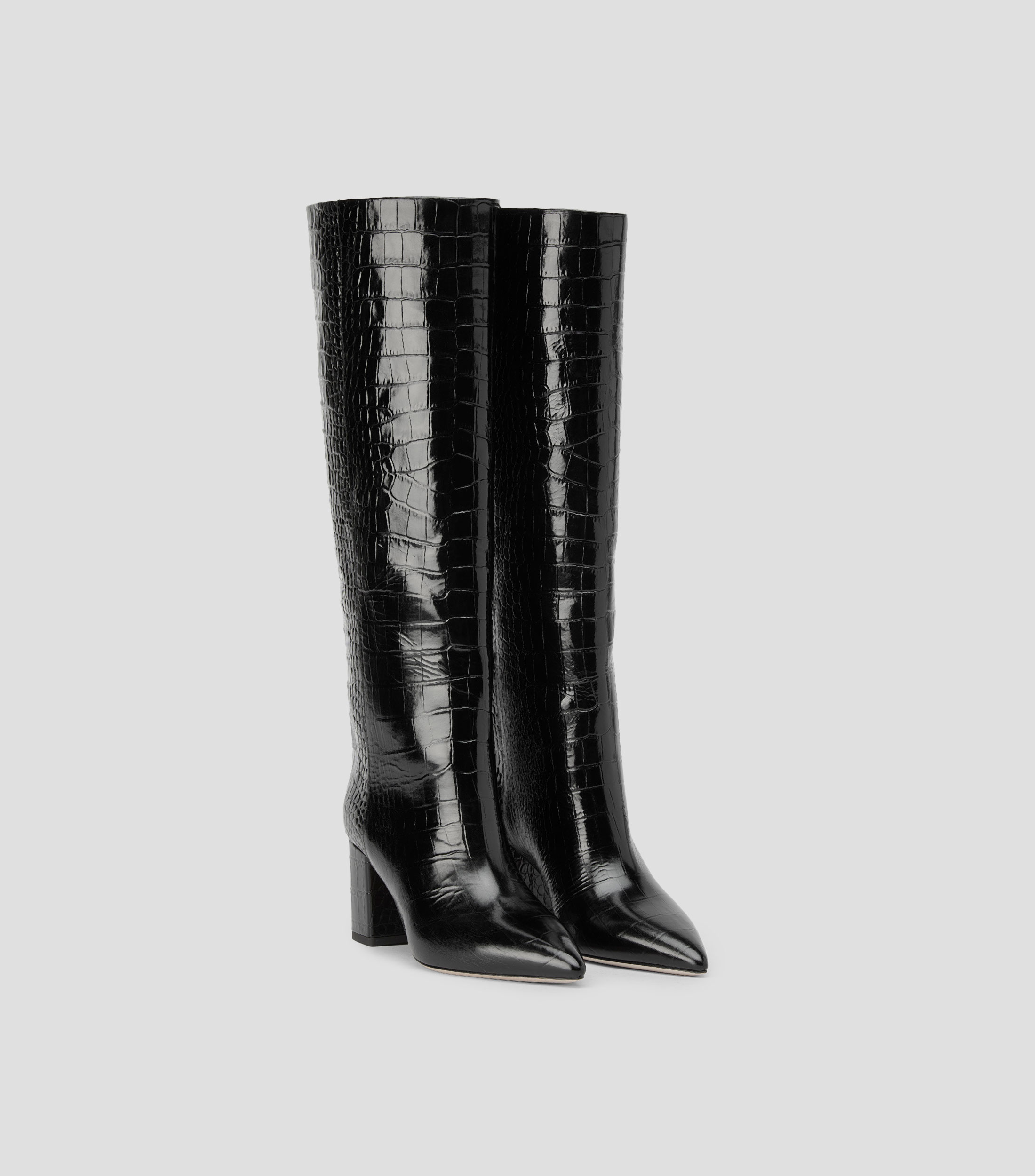 Botas vaqueras largas Anja en piel con tacón medio cuadrado Mujer