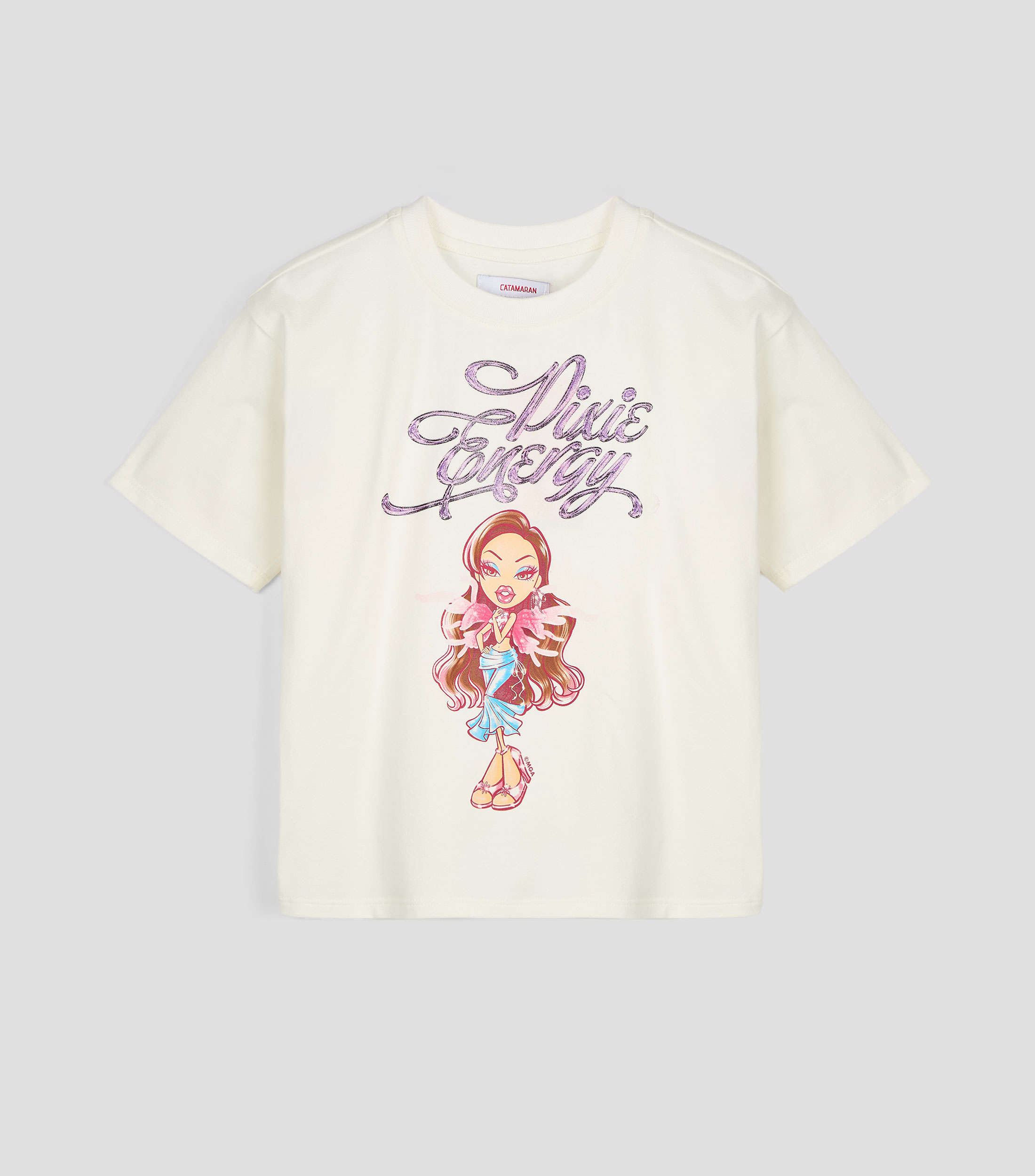 Playera cuello redondo manga corta estampada Niña