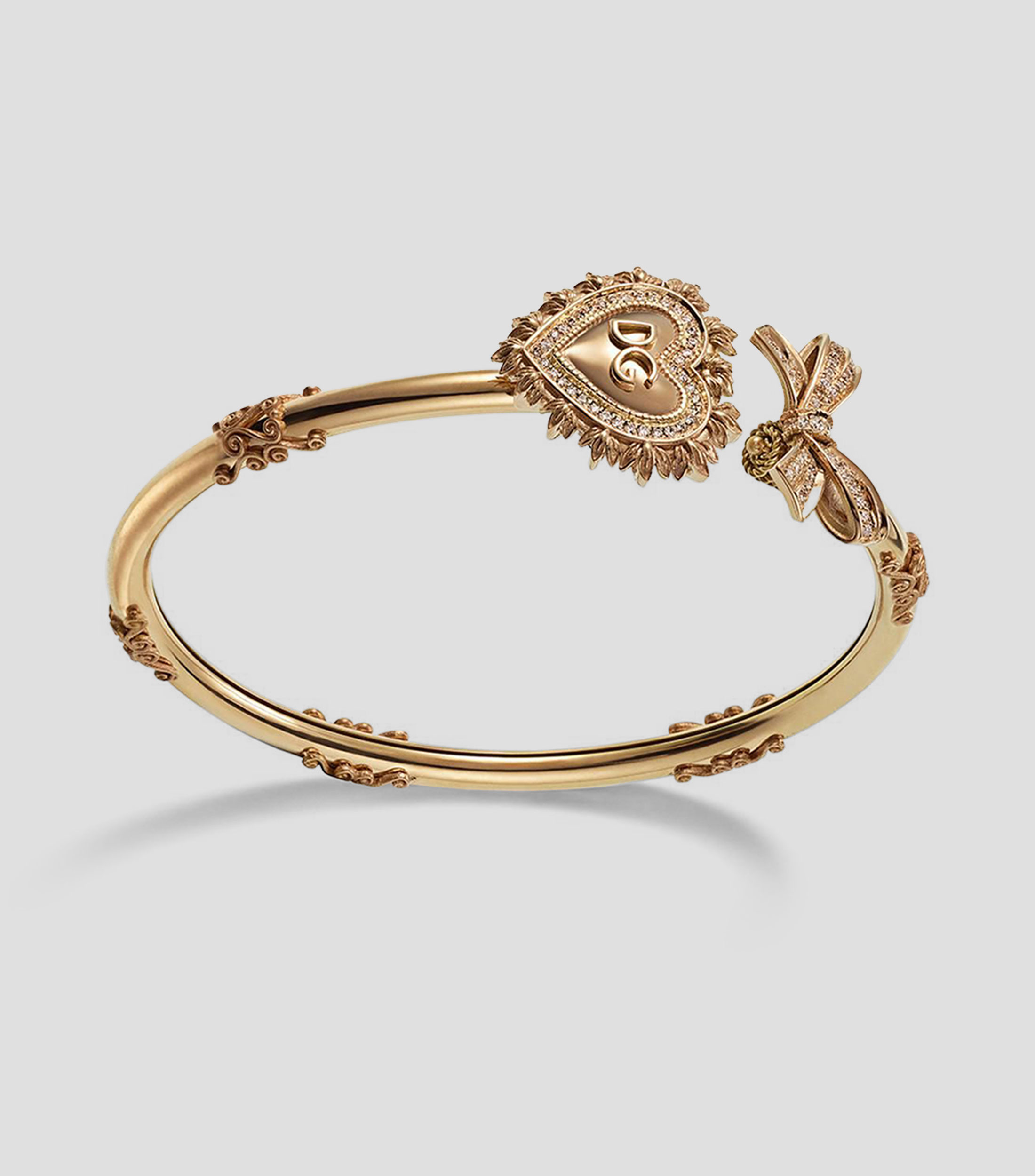 Pulsera en Oro de 18 Kilates con diseño de Corazón Sagrado y pavé de diamantes Devotion Mujer