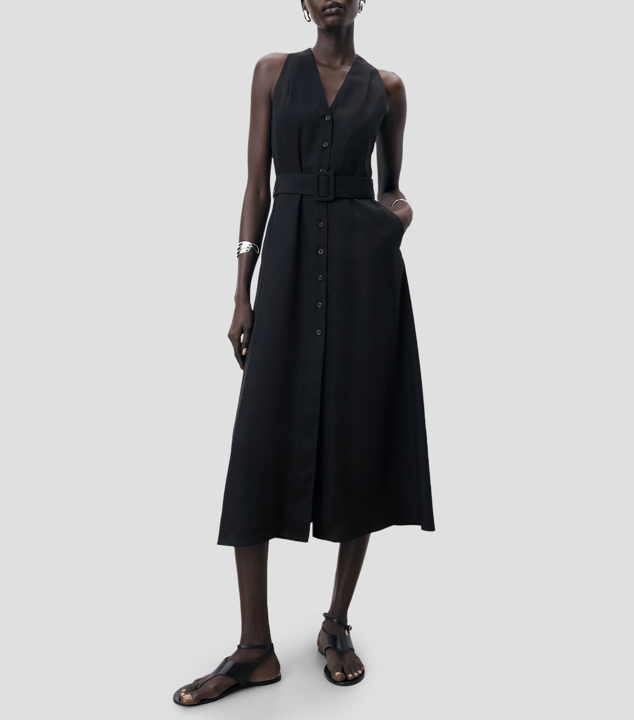 Vestido Midi liso Mujer