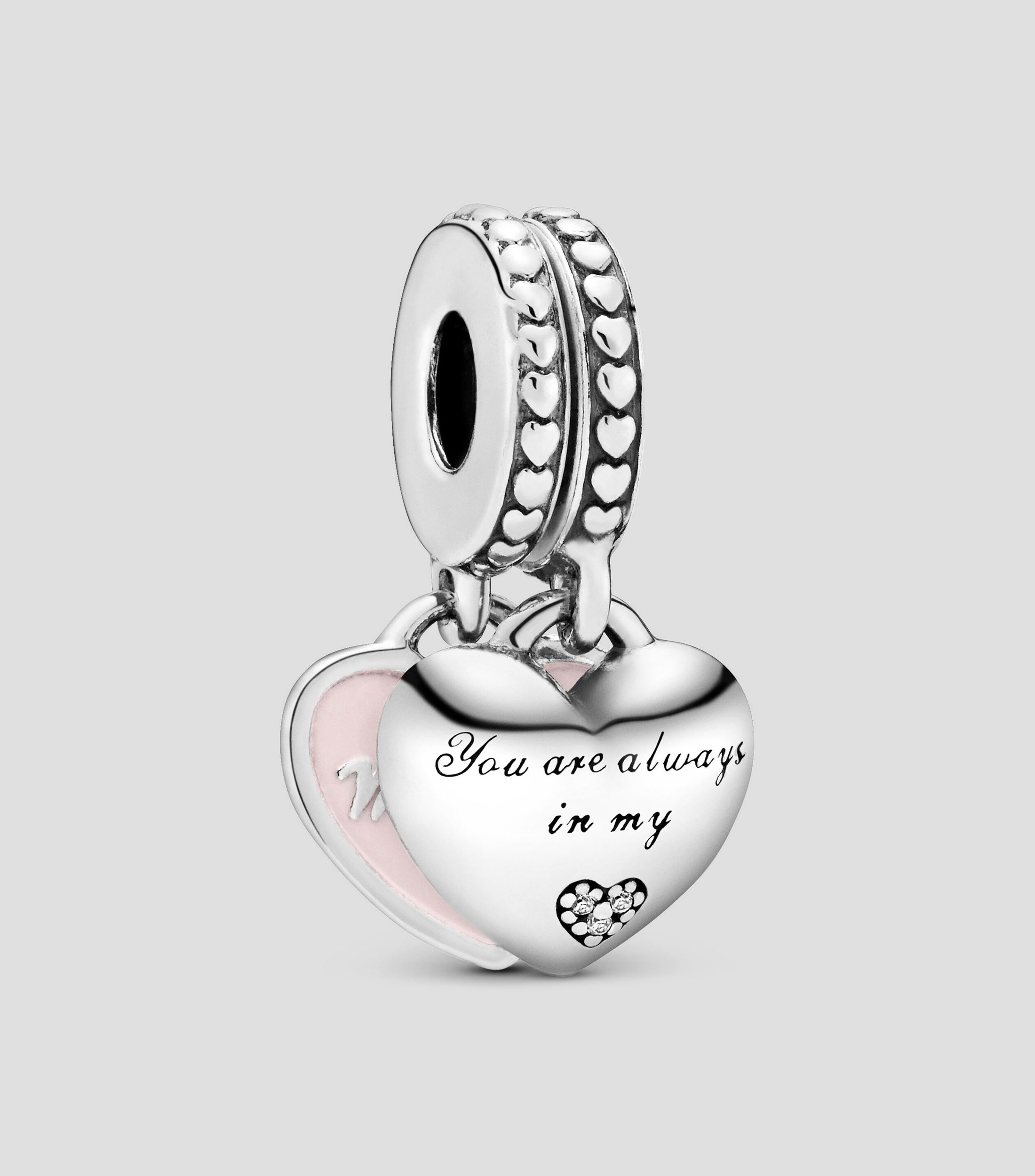 Charm en Plata .925 Corazones de madre e hija con zirconia cúbica Mujer