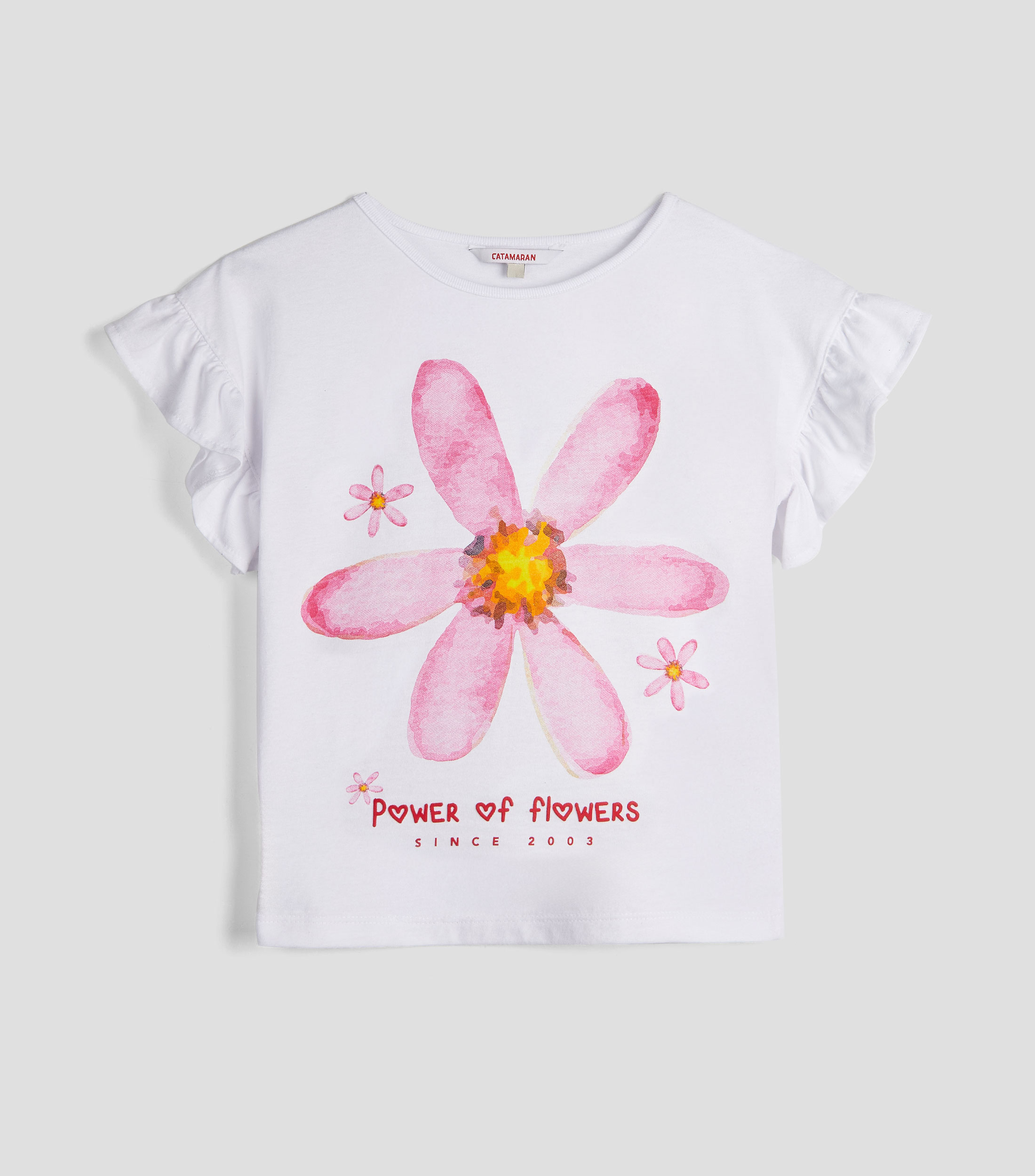 Playera cuello redondo manga corta estampada Niña