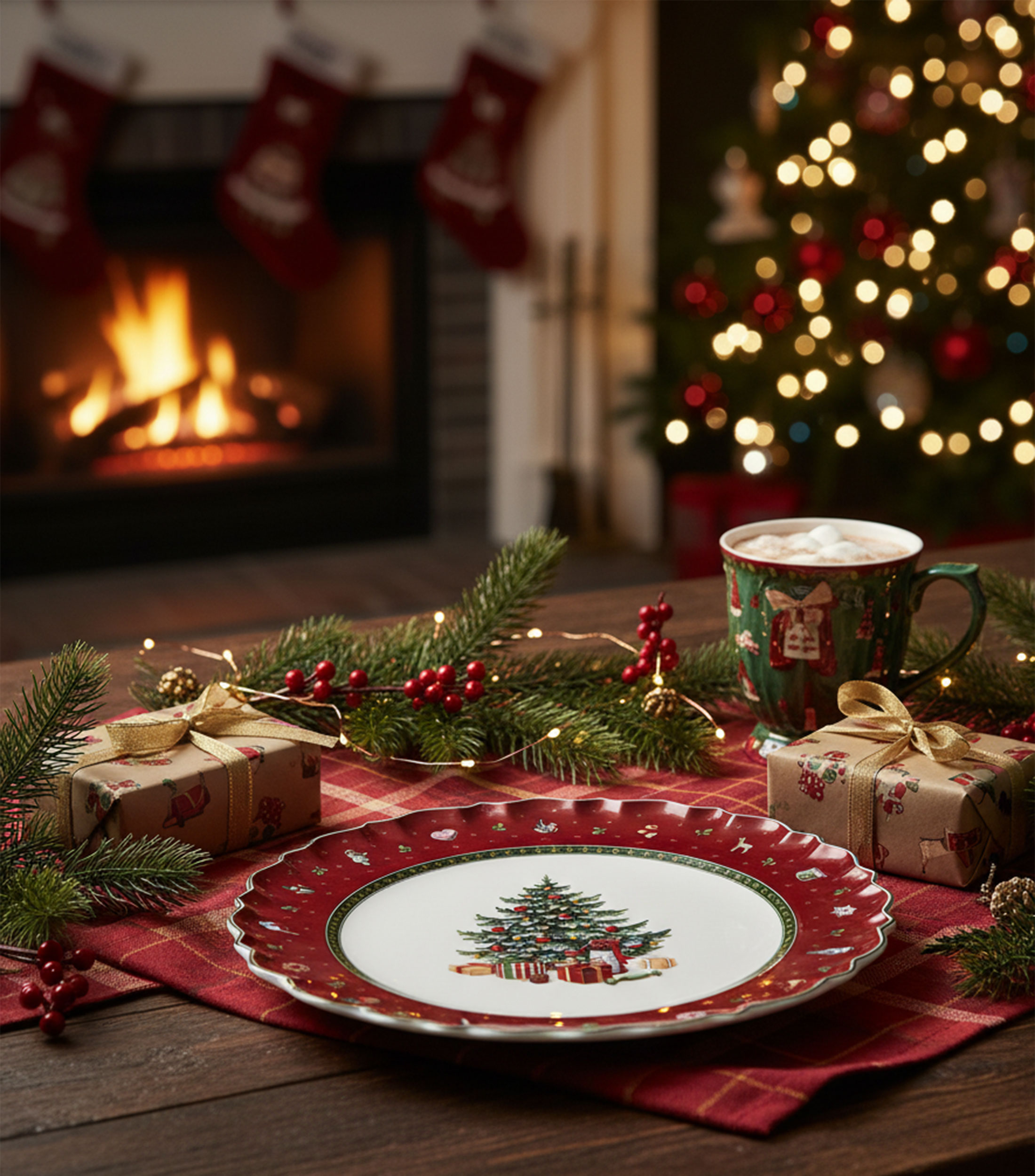 Plato fuente navideño para pastel