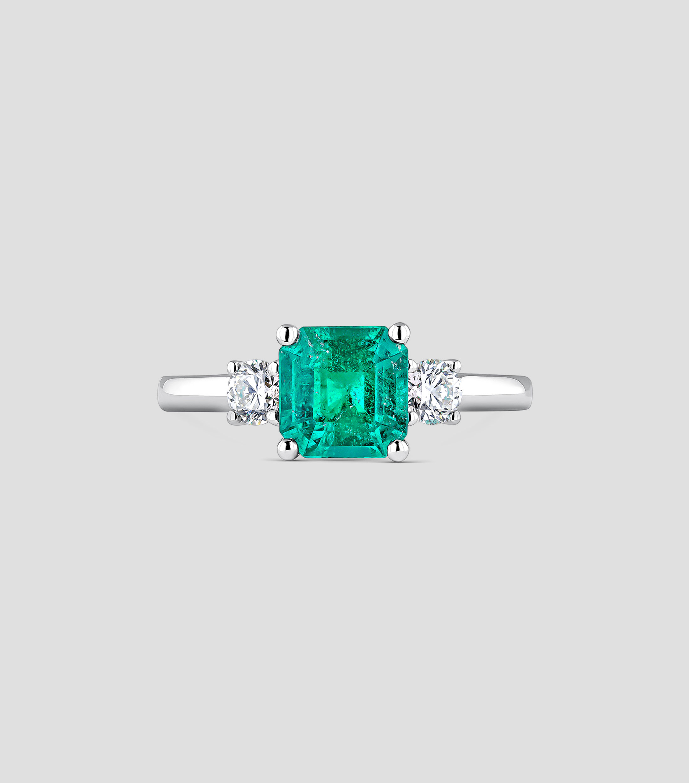 Anillo en oro blanco de 18 kilates con esmeralda Sur Mesure Mujer