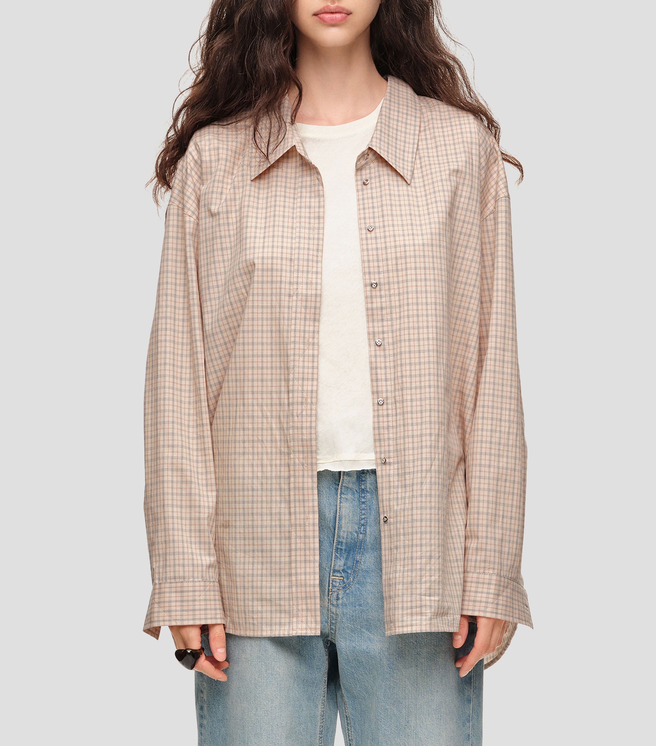 Camisa de cuadros manga larga Mujer