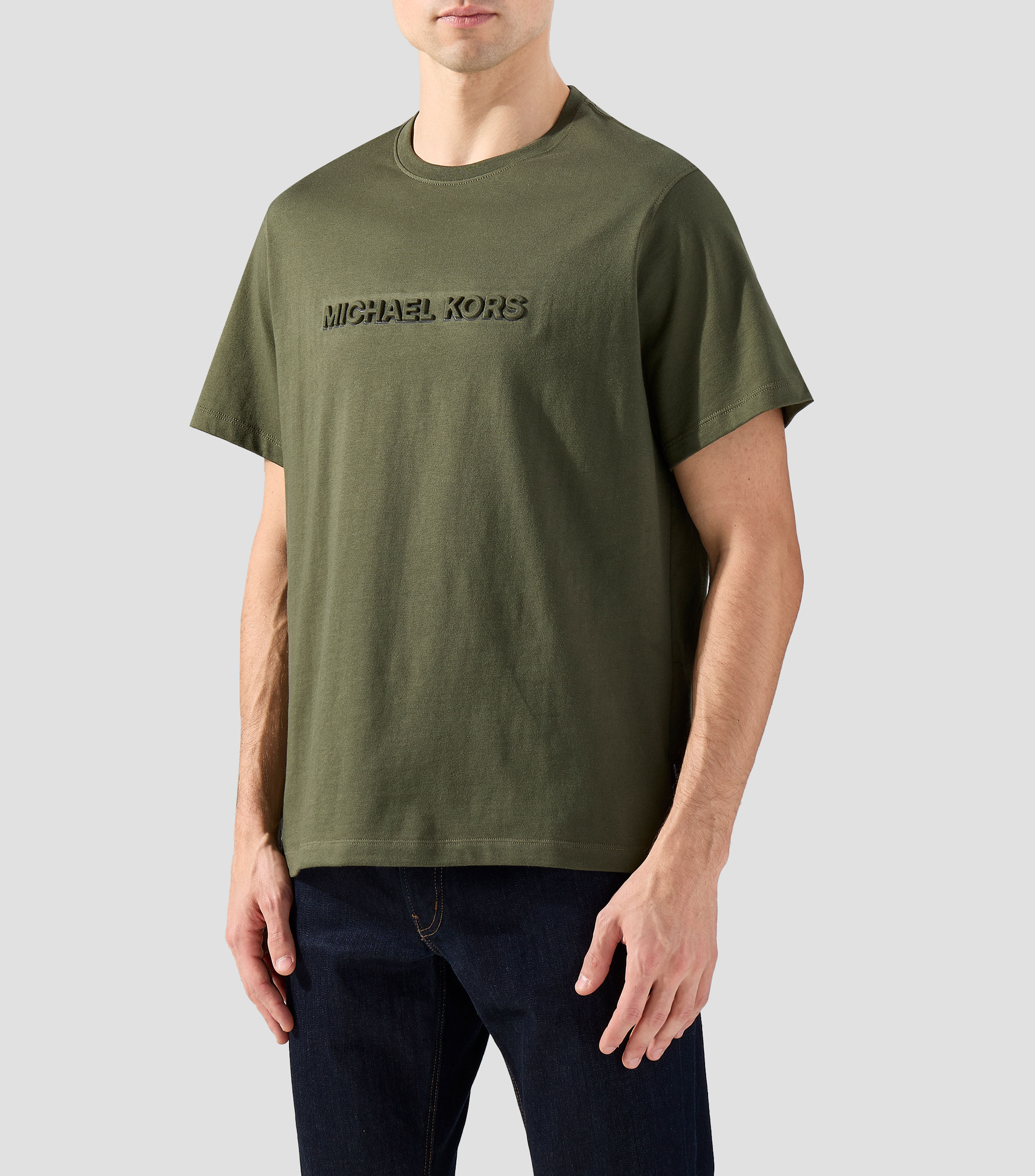 Playera de cuello redondo con manga corta bordada Hombre