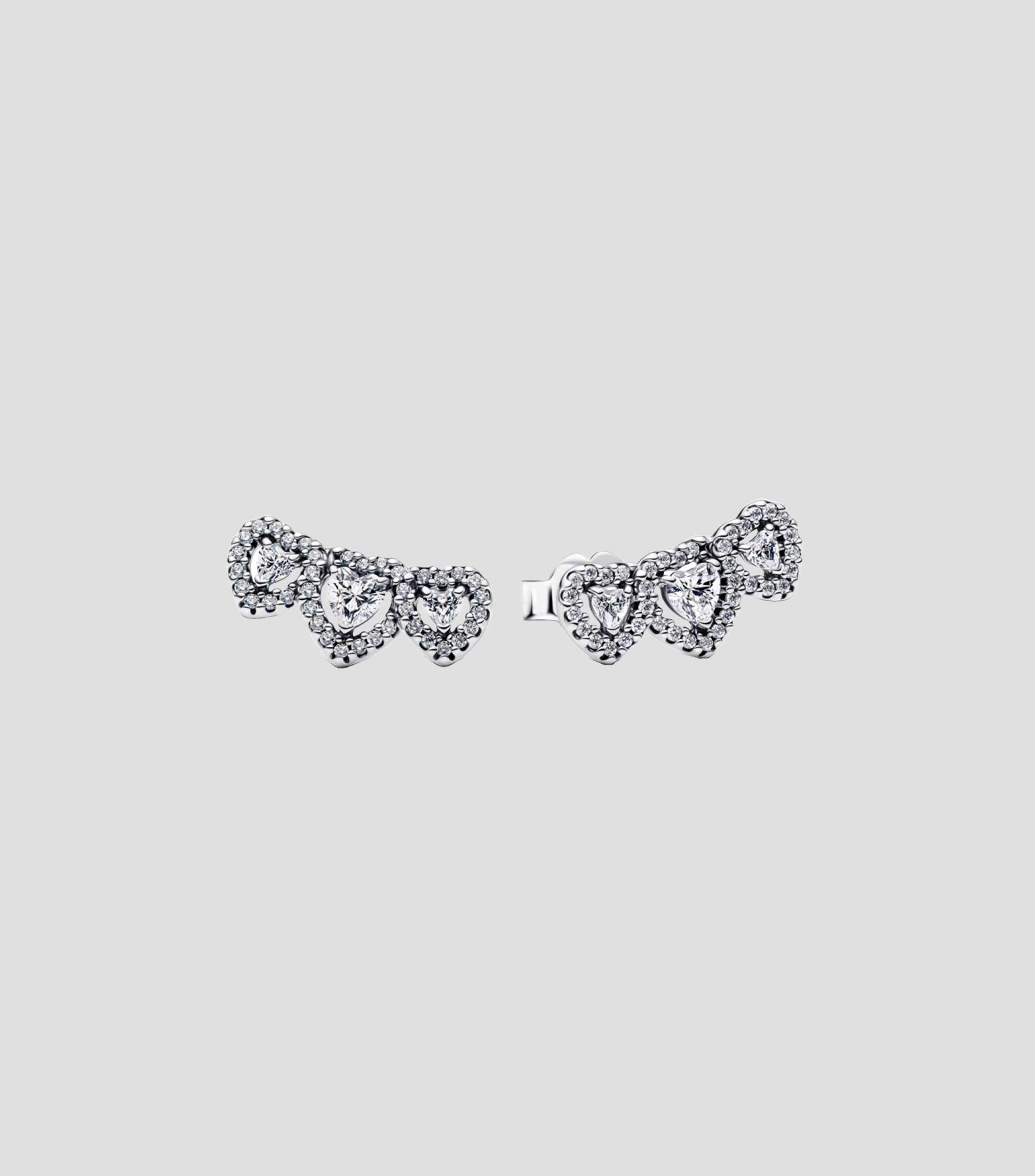 Aretes en plata esterlina corazones con zirconia Mujer