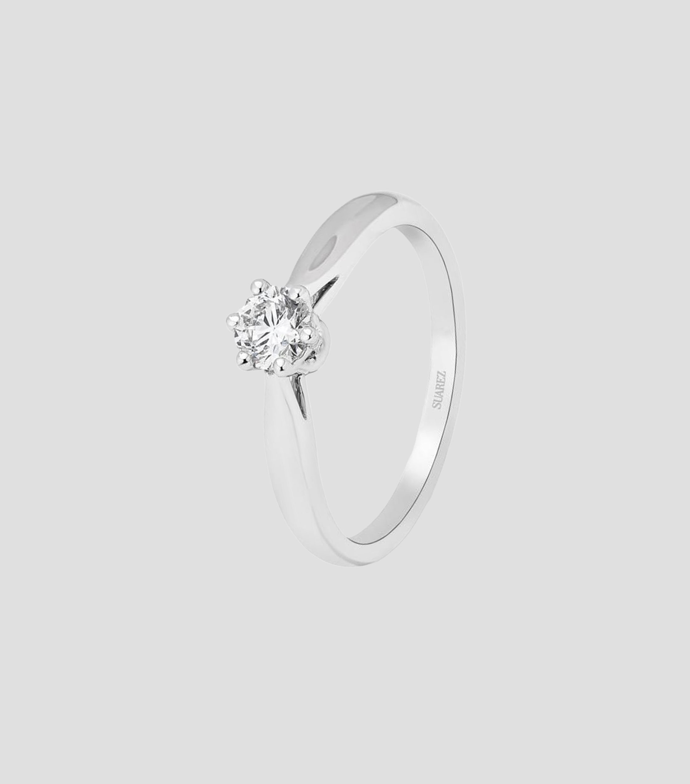 Anillo solitario en oro blanco de 18 kilates con diamante Mujer