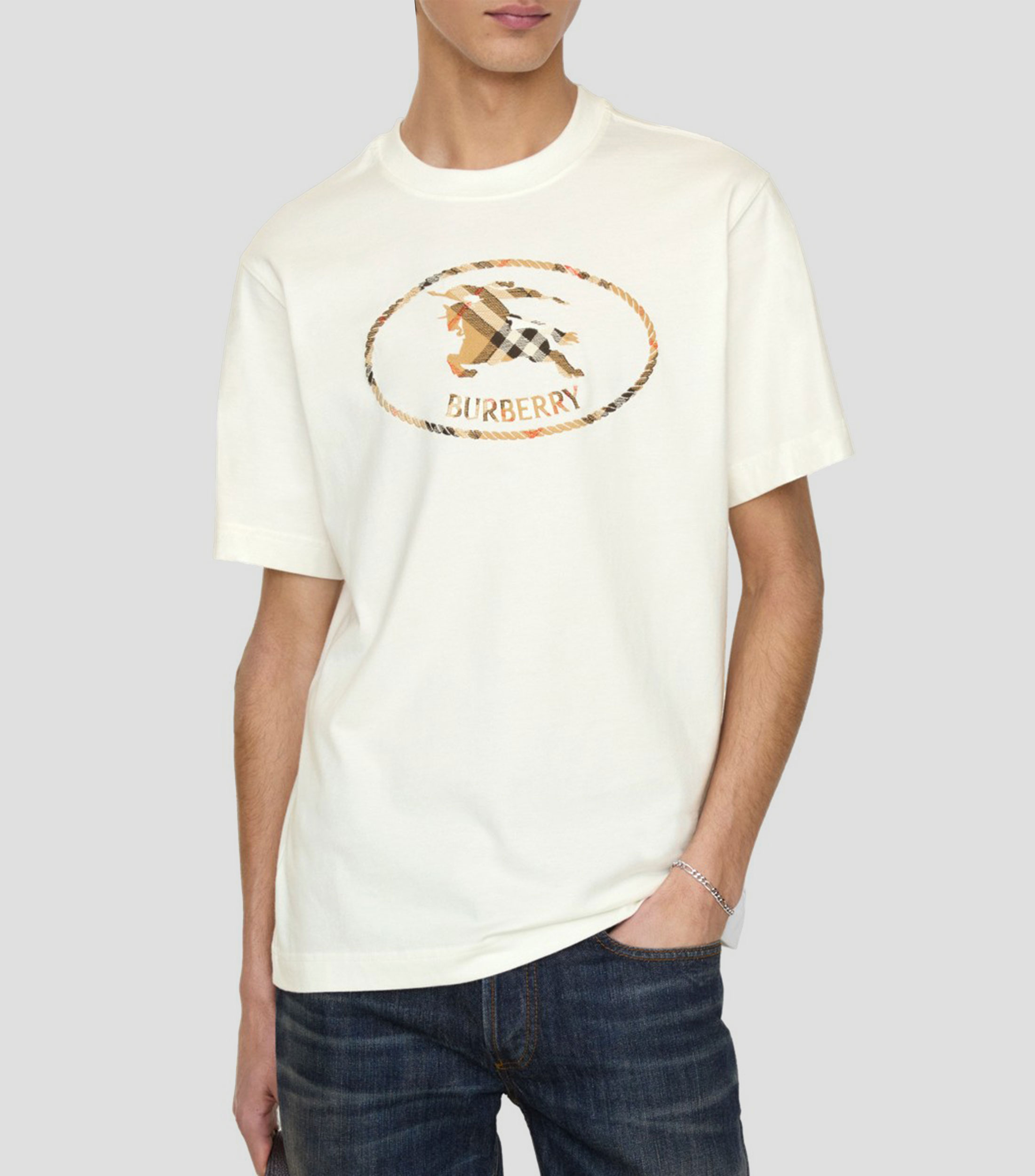 Playera cuello redondo manga corta estampada Hombre