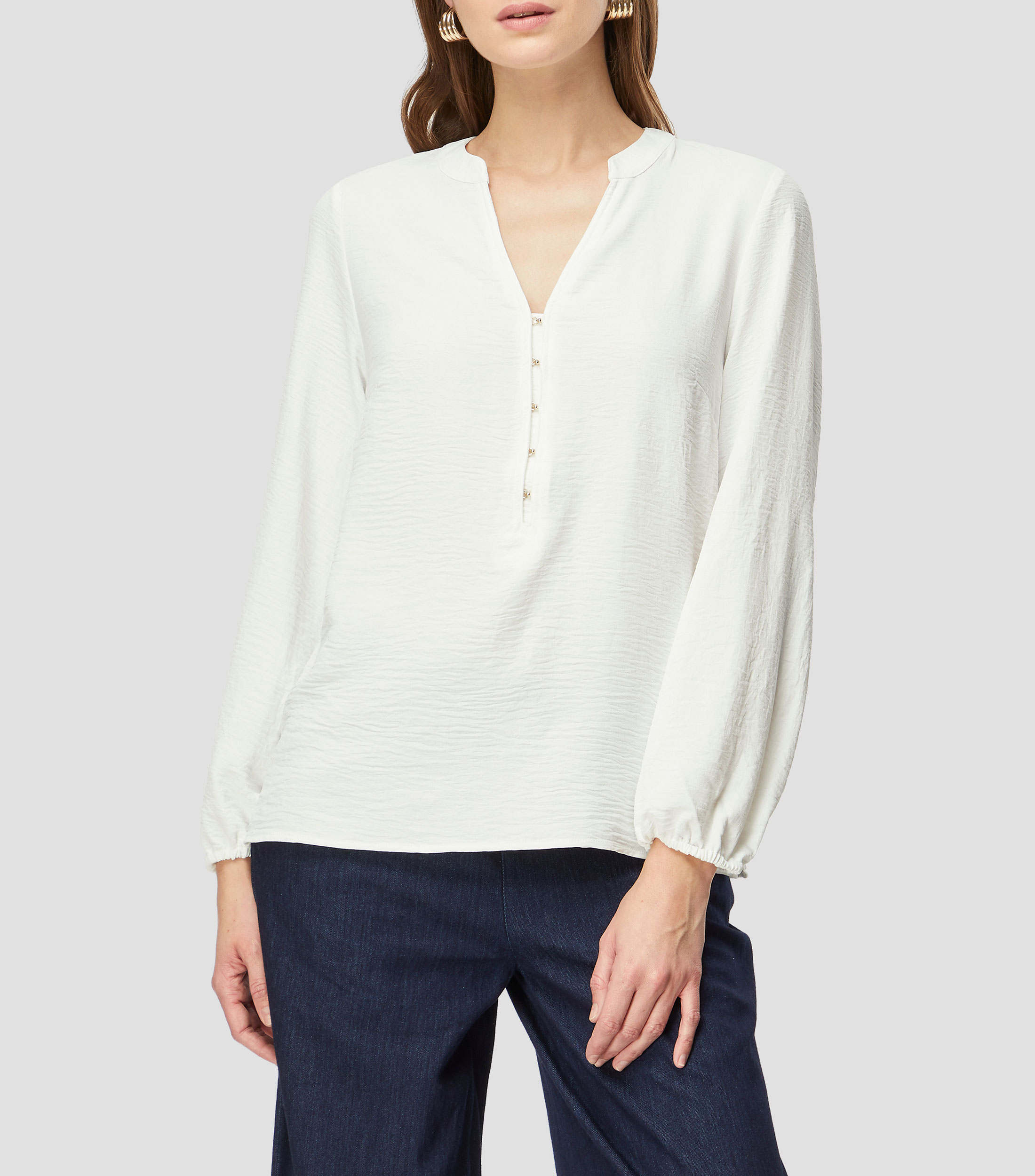 Blusa lisa manga larga Mujer