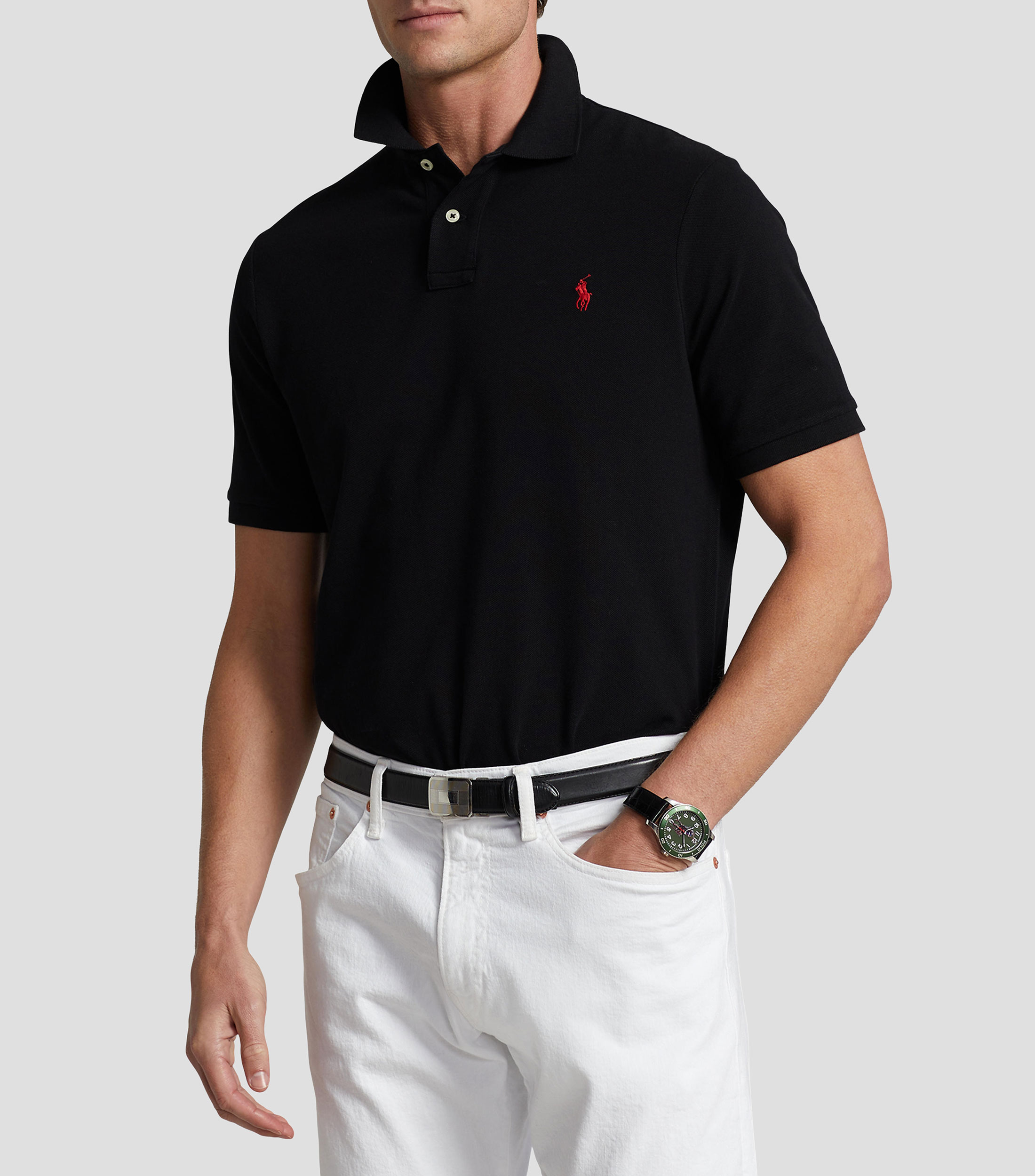 Playera tipo polo manga corta diseño sólido Hombre