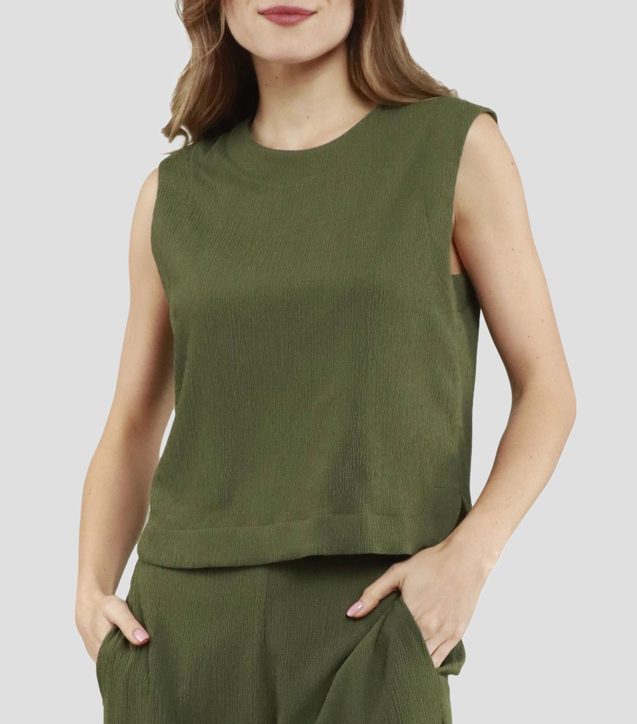 Blusa lisa sin mangas Mujer
