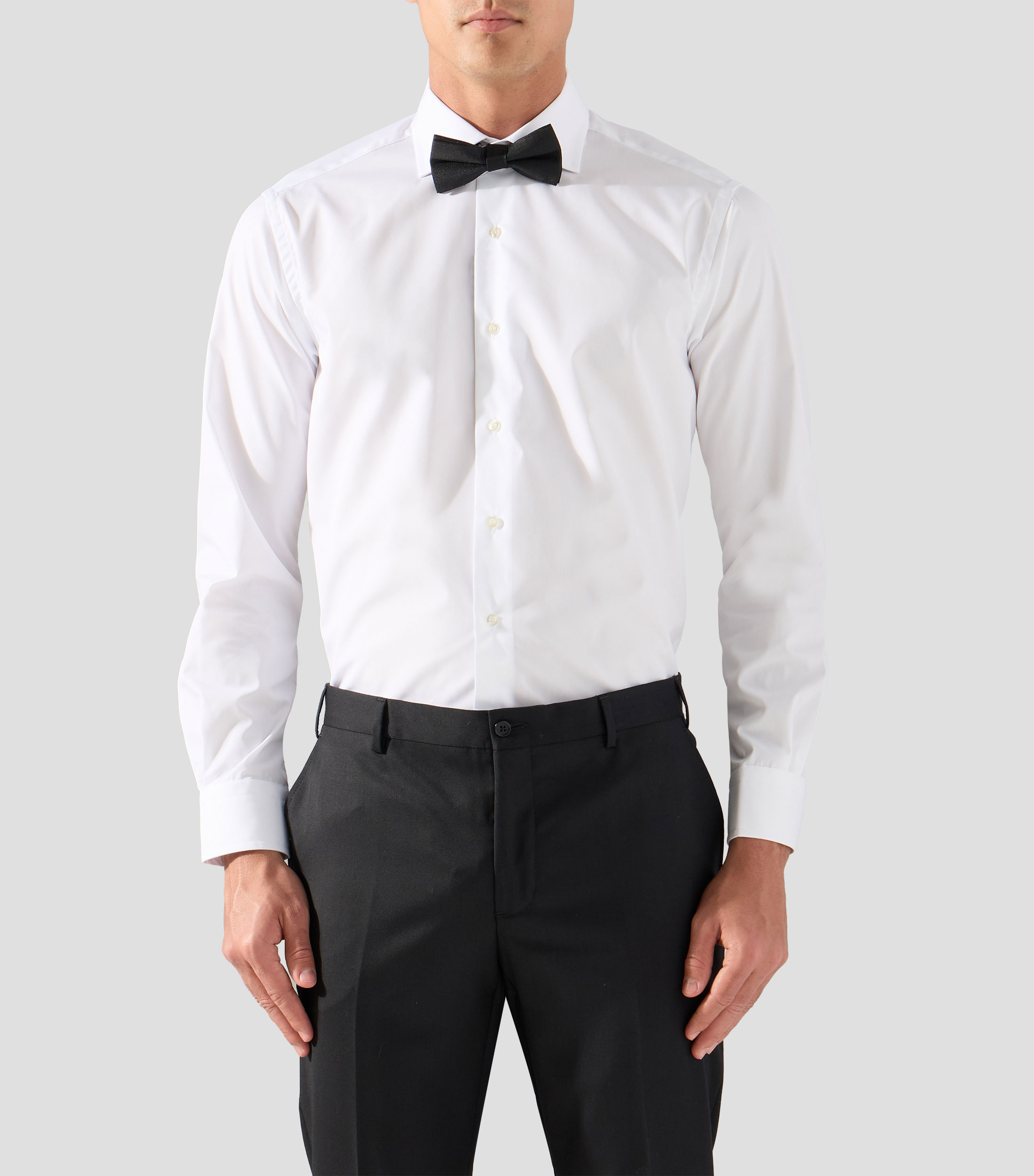 Camisa de vestir lisa con manga larga Hombre