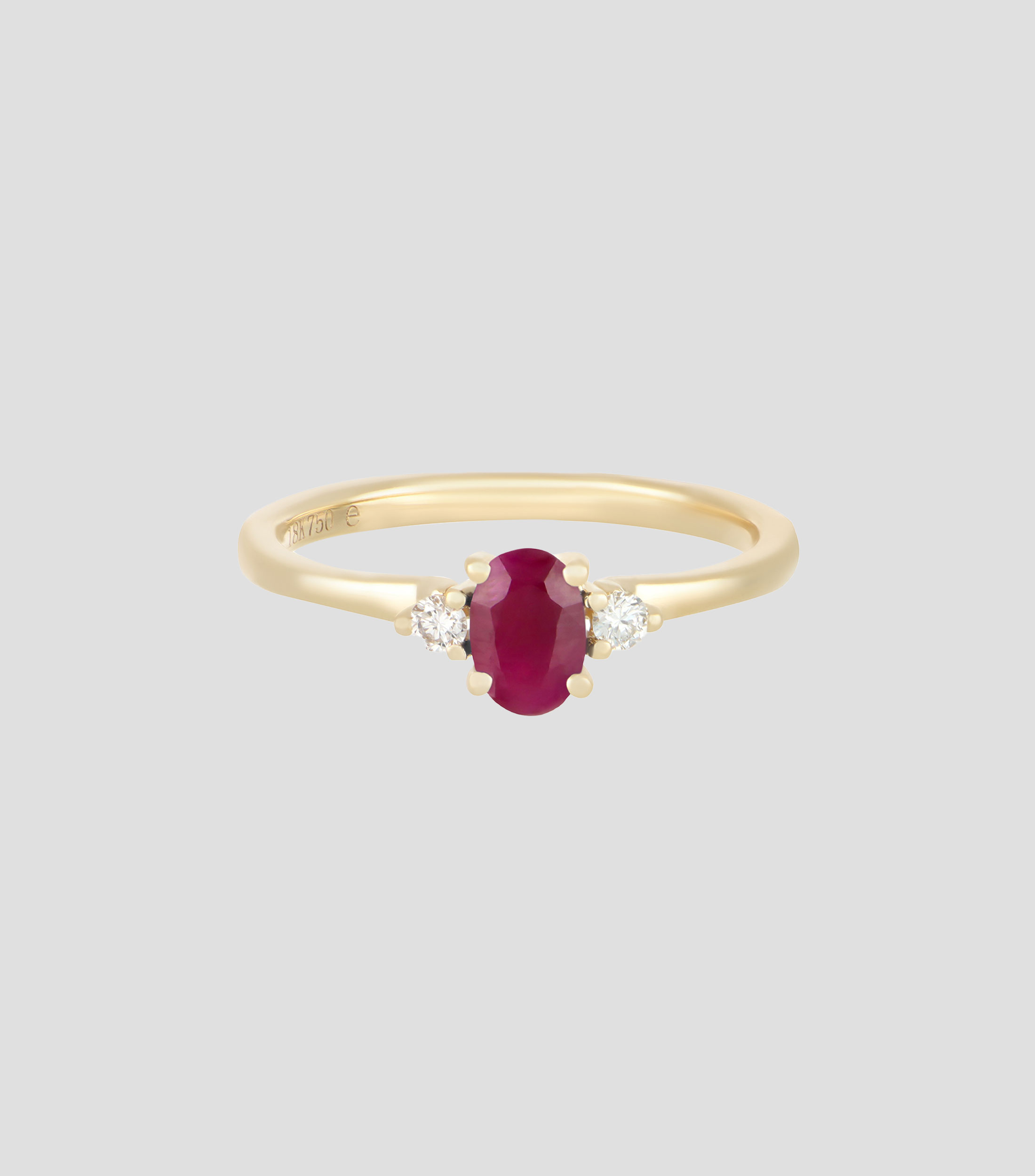 Anillo en oro amarillo de 18 kilates con rubí y diamantes Mujer