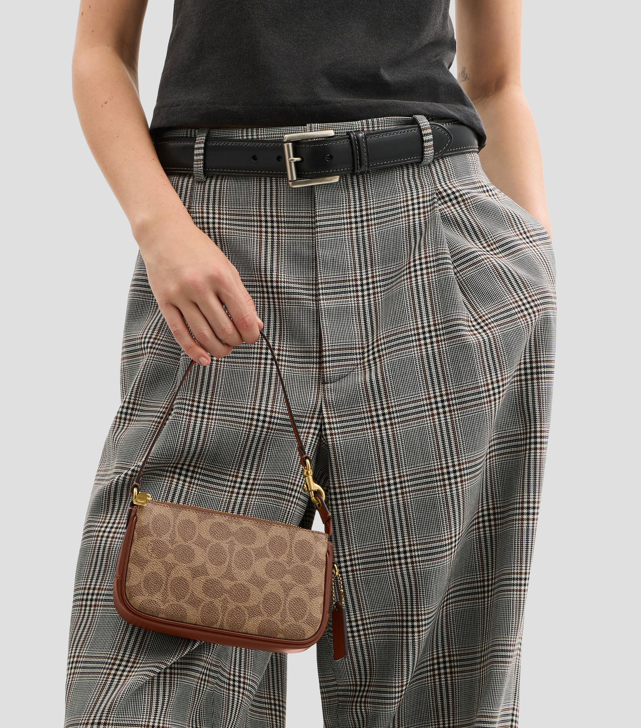 Bolsa shoulder café Plaza estampada Mujer