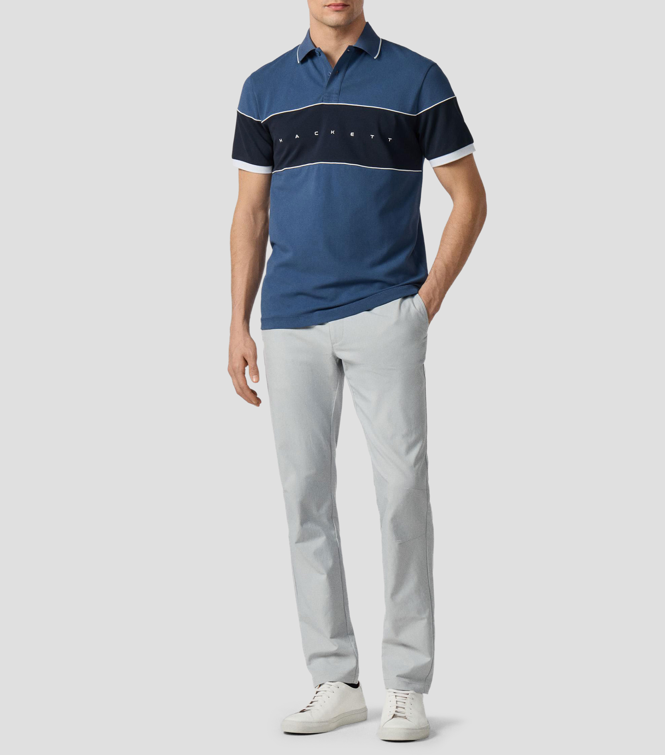 Playera tipo polo manga corta con franjas Hombre
